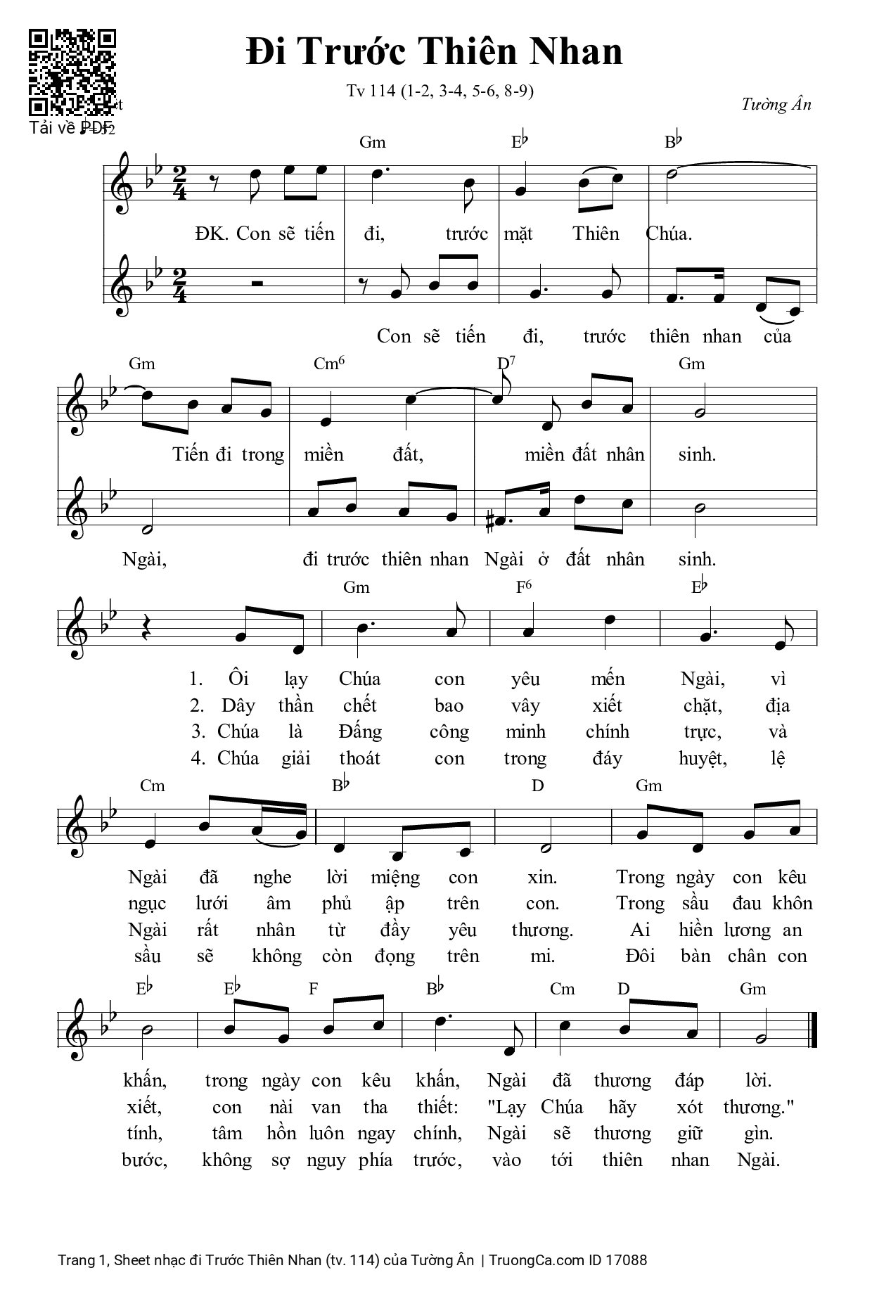 Page 1 of Sheet music PDF đi Trước Thiên Nhan (tv. 114) - Tường Ân
