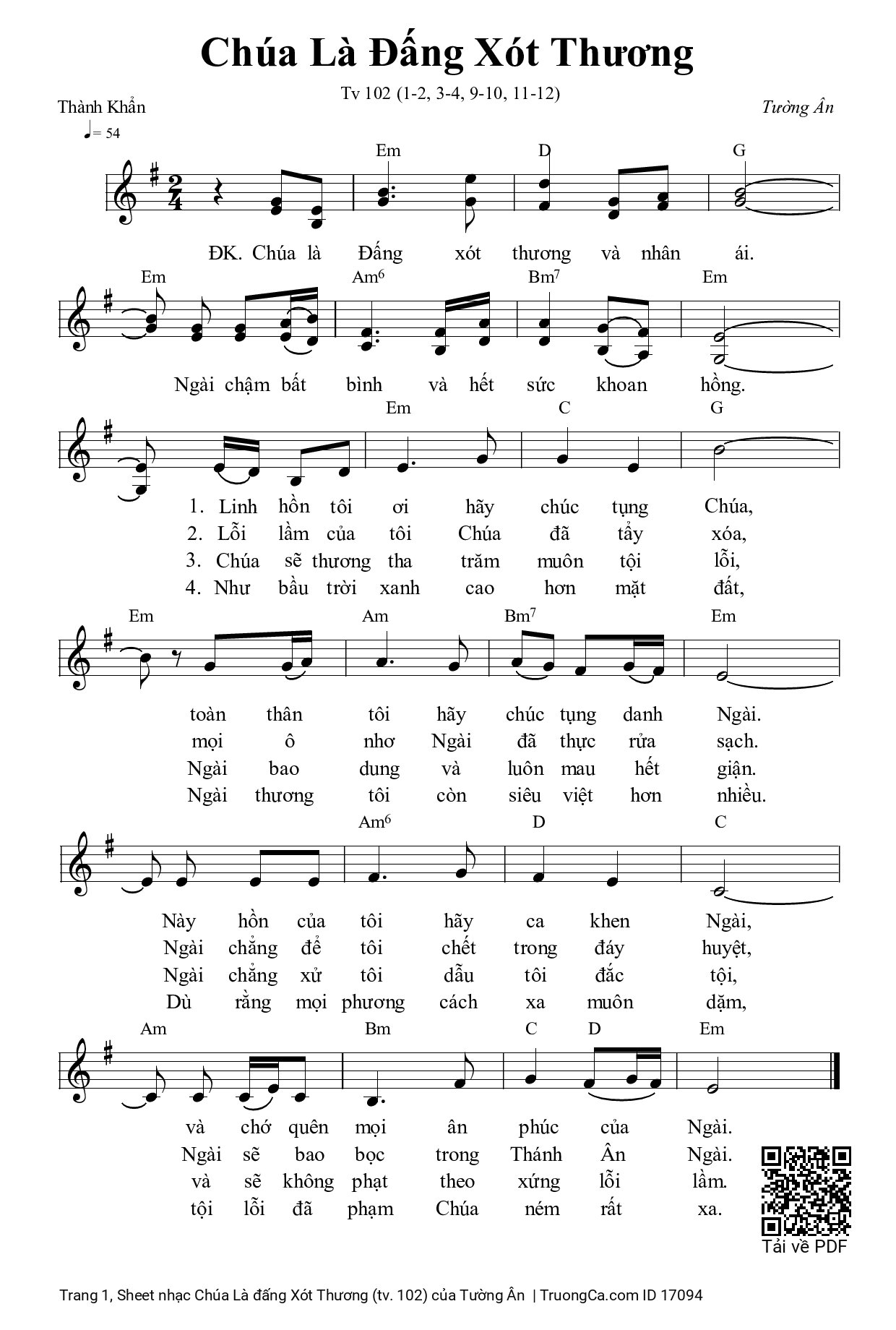 Sheet PDF of Chúa Là đấng Xót Thương (tv. 102)