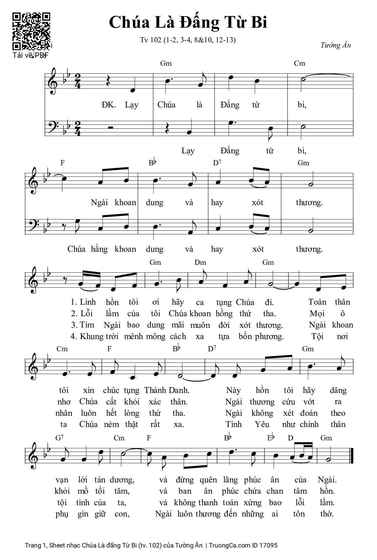 Sheet PDF of Chúa Là đấng Từ Bi (tv. 102)