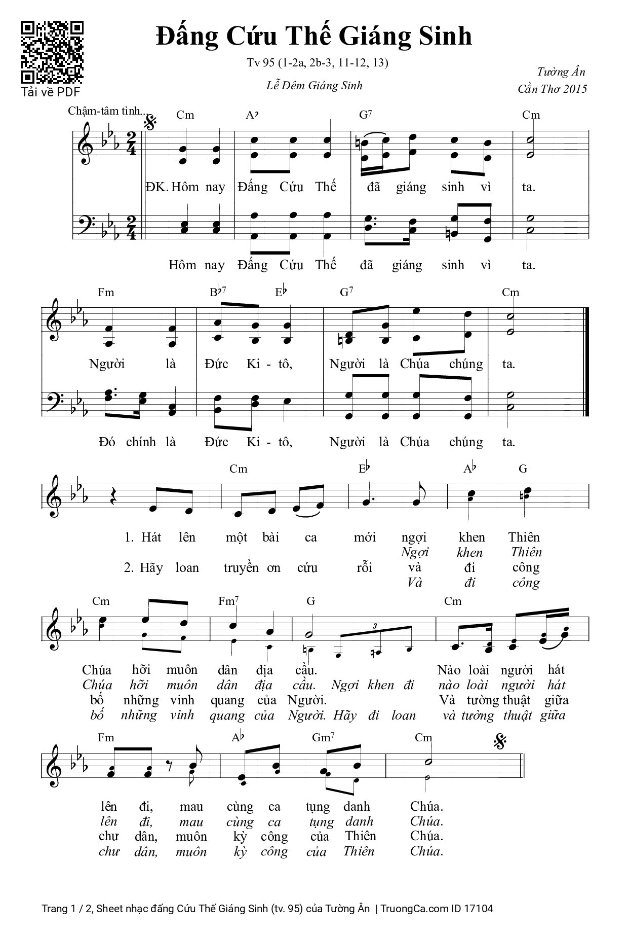 Sheet PDF of đấng Cứu Thế Giáng Sinh (tv. 95)