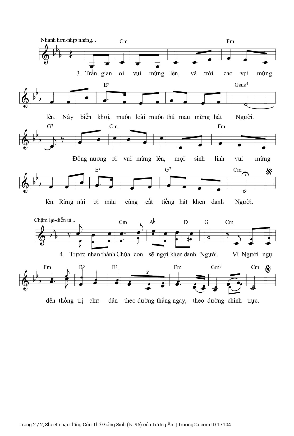 Page 2 of Sheet music PDF đấng Cứu Thế Giáng Sinh (tv. 95) - Tường Ân