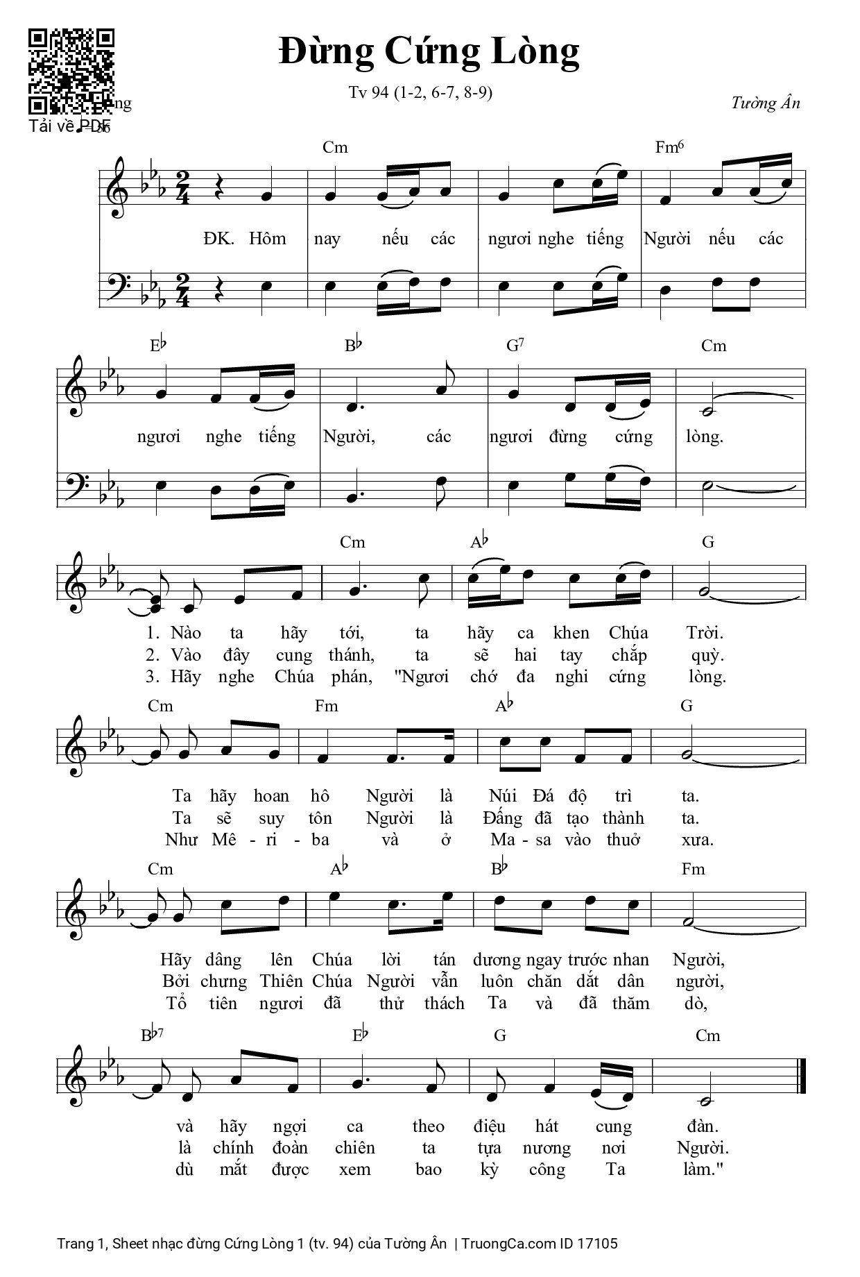 Sheet PDF of đừng Cứng Lòng 1 (tv. 94)