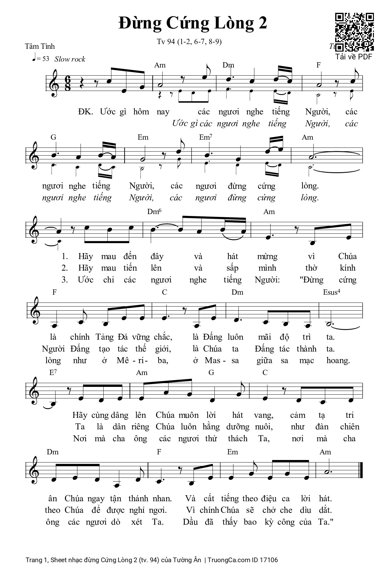 Sheet PDF of đừng Cứng Lòng 2 (tv. 94)