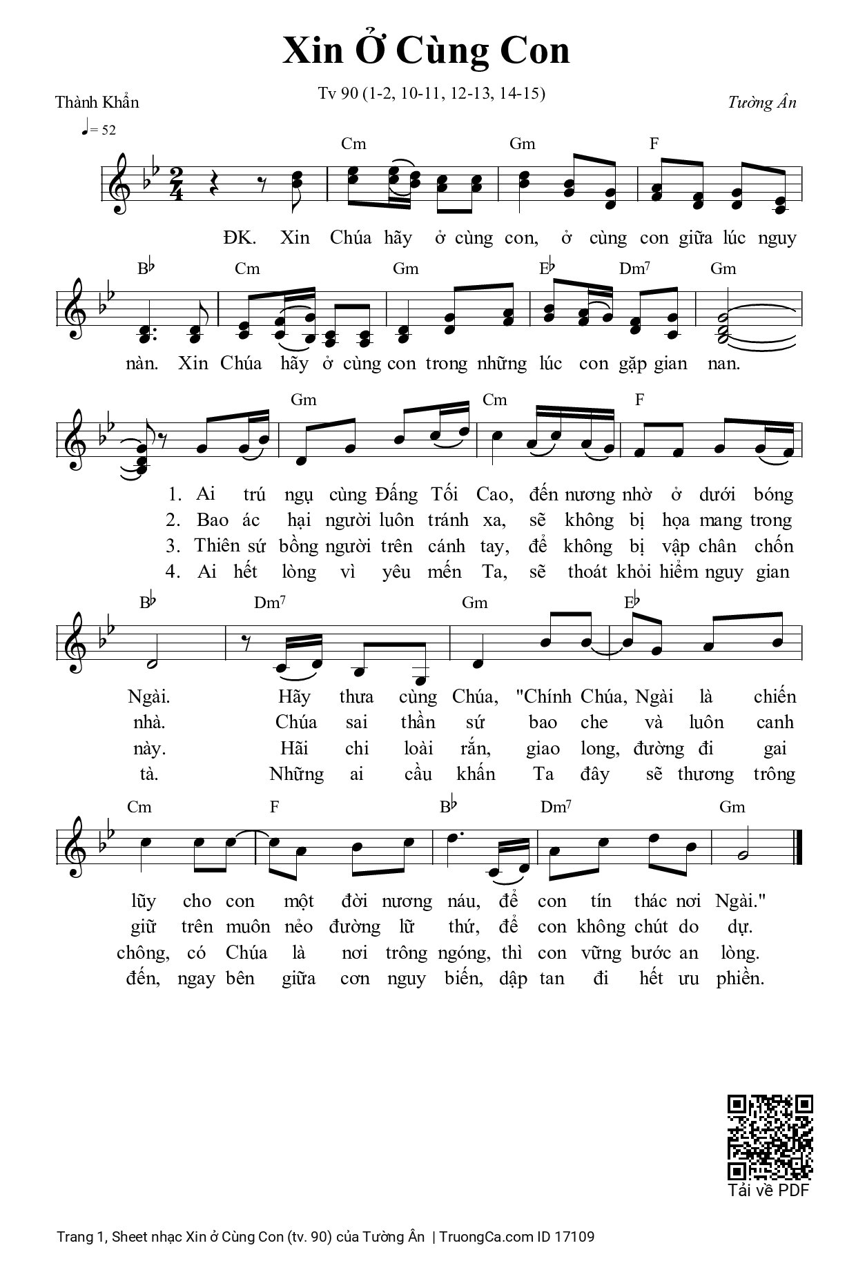 Sheet PDF of Xin ở Cùng Con (tv. 90)