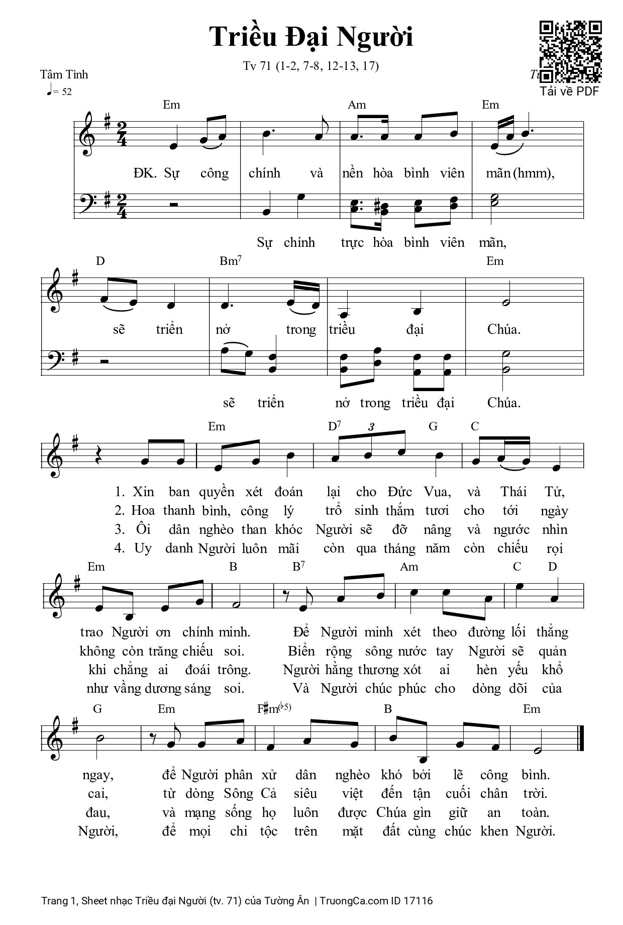 Sheet PDF of Triều đại Người (tv. 71)