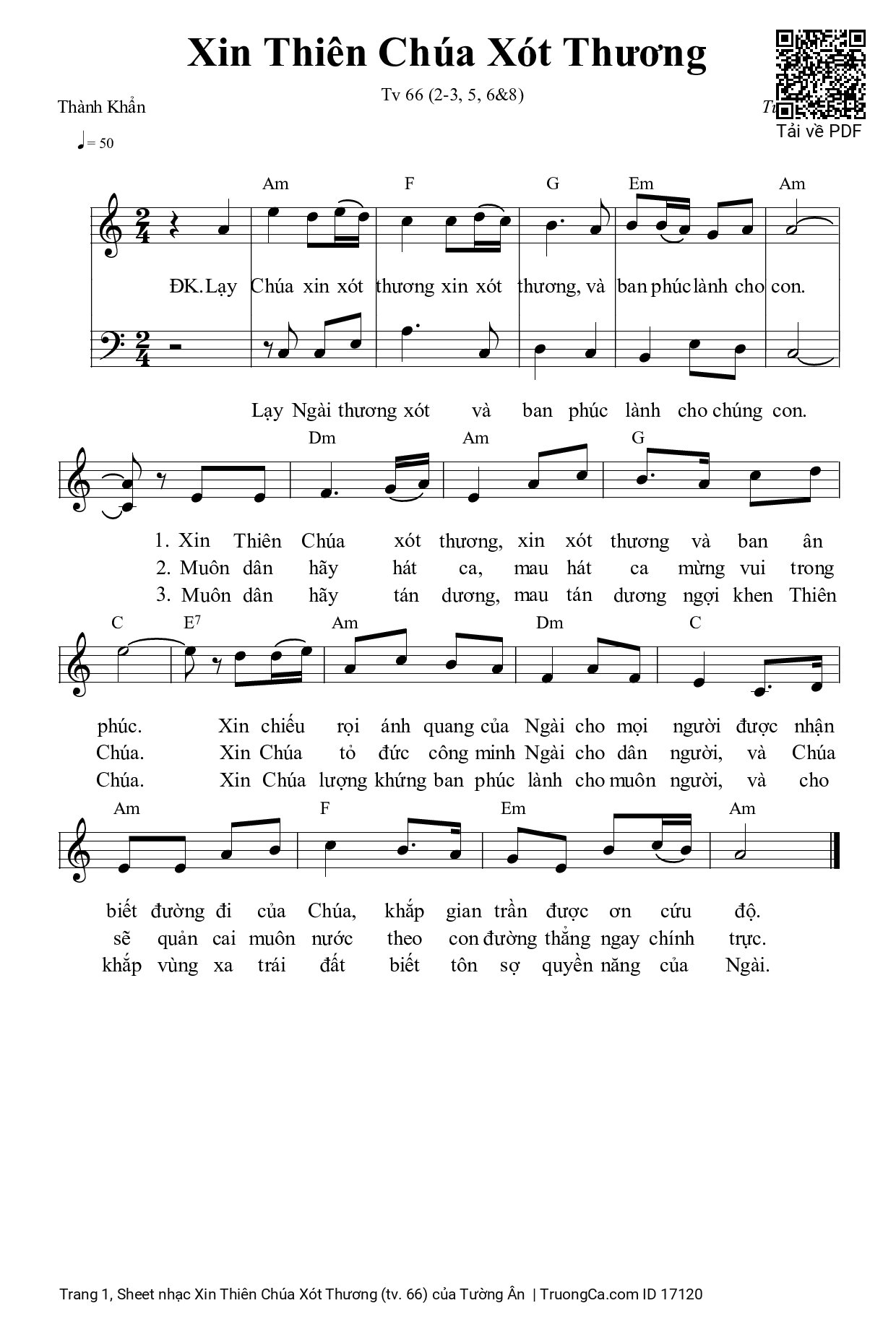 Sheet PDF of Xin Thiên Chúa Xót Thương (tv. 66)