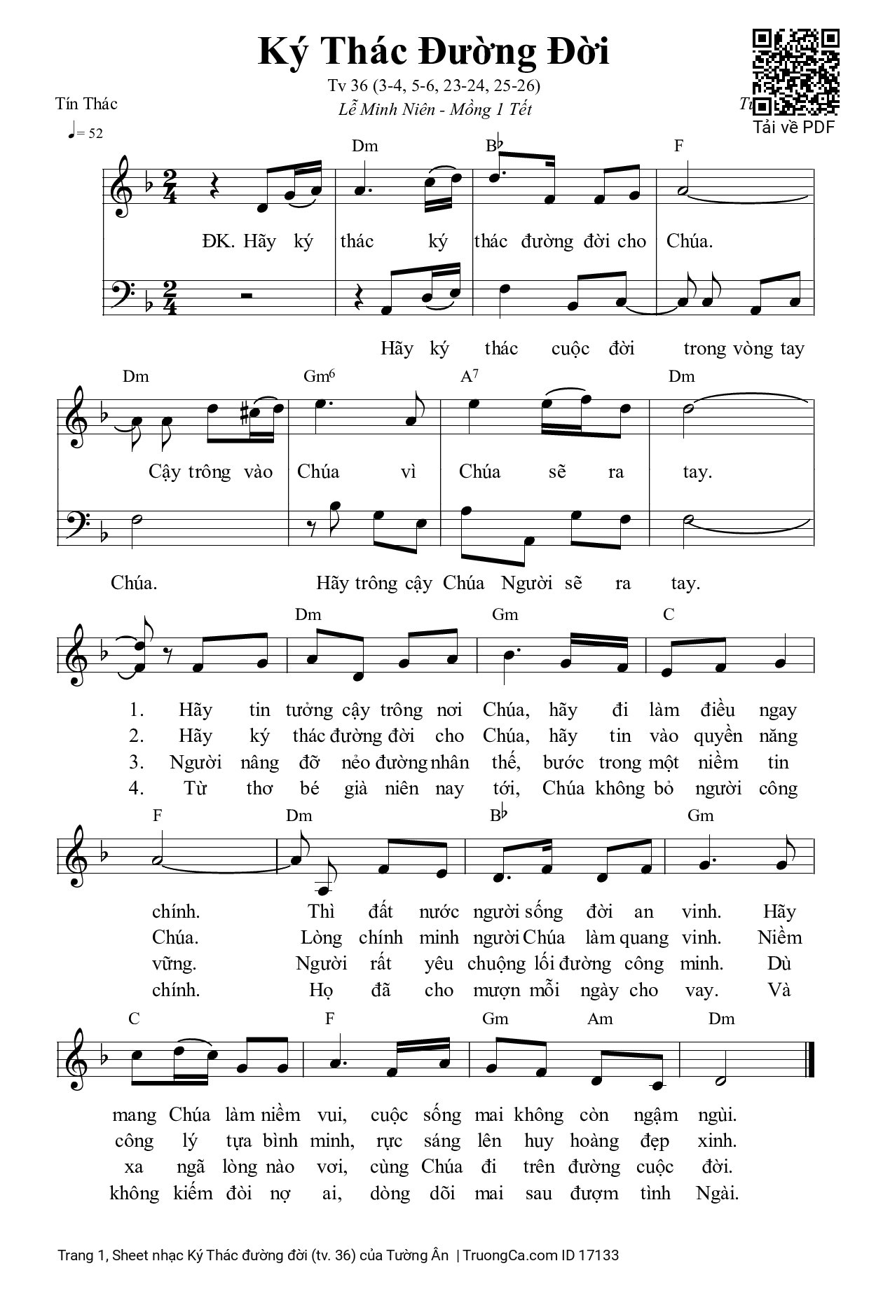 Sheet PDF of Ký Thác đường đời (tv. 36)