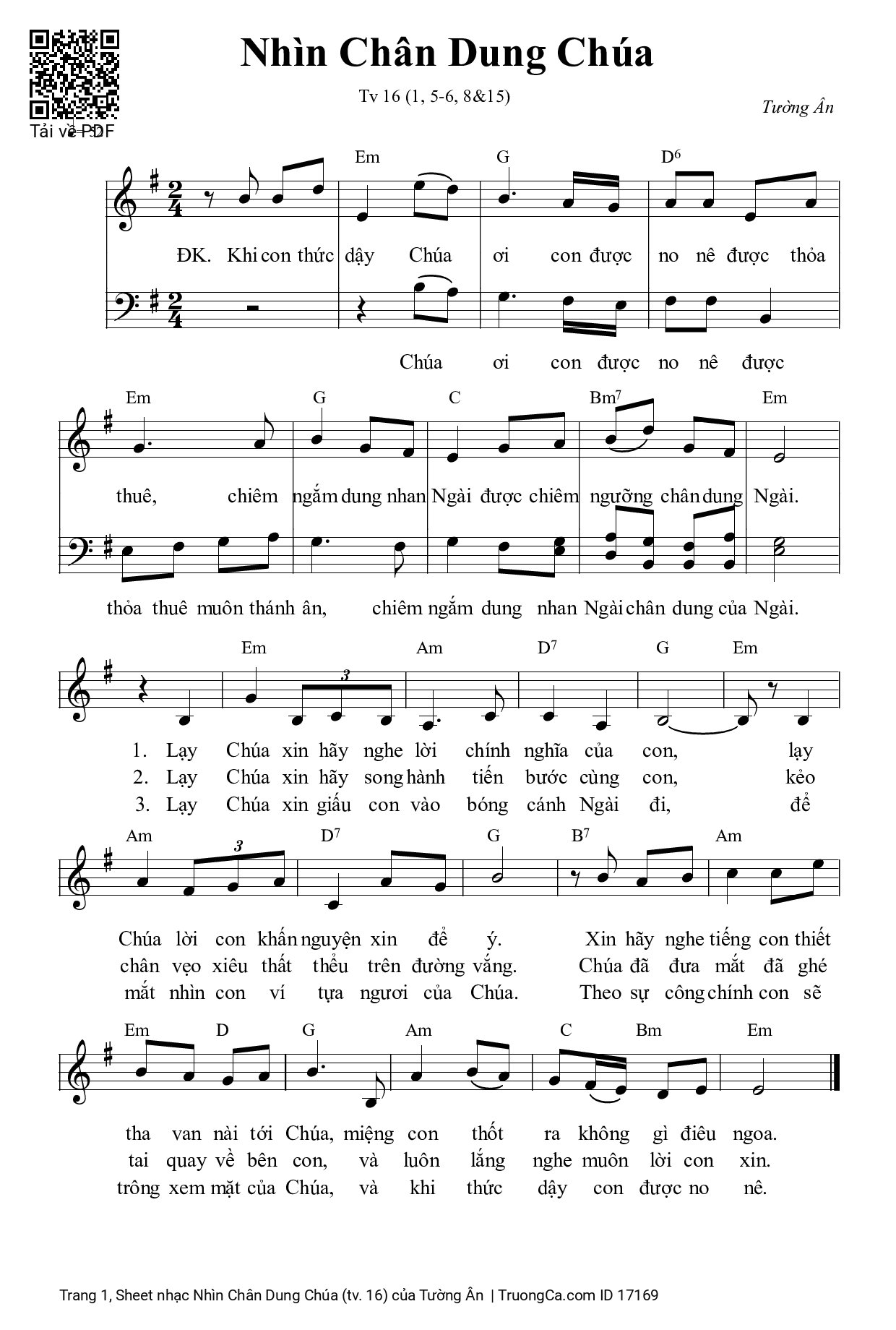Sheet PDF of Nhìn Chân Dung Chúa (tv. 16)