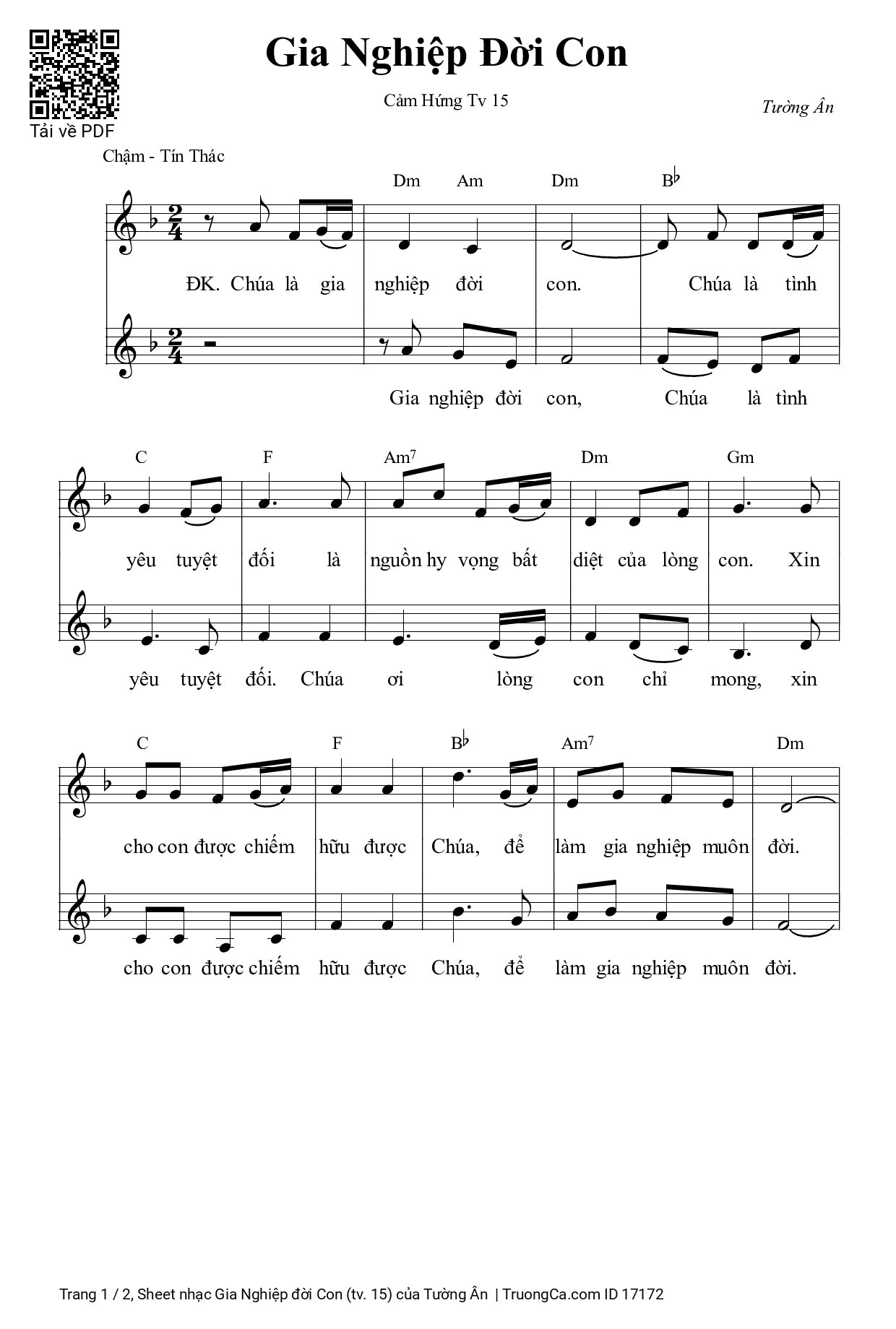 Sheet PDF of Gia Nghiệp đời Con (tv. 15)