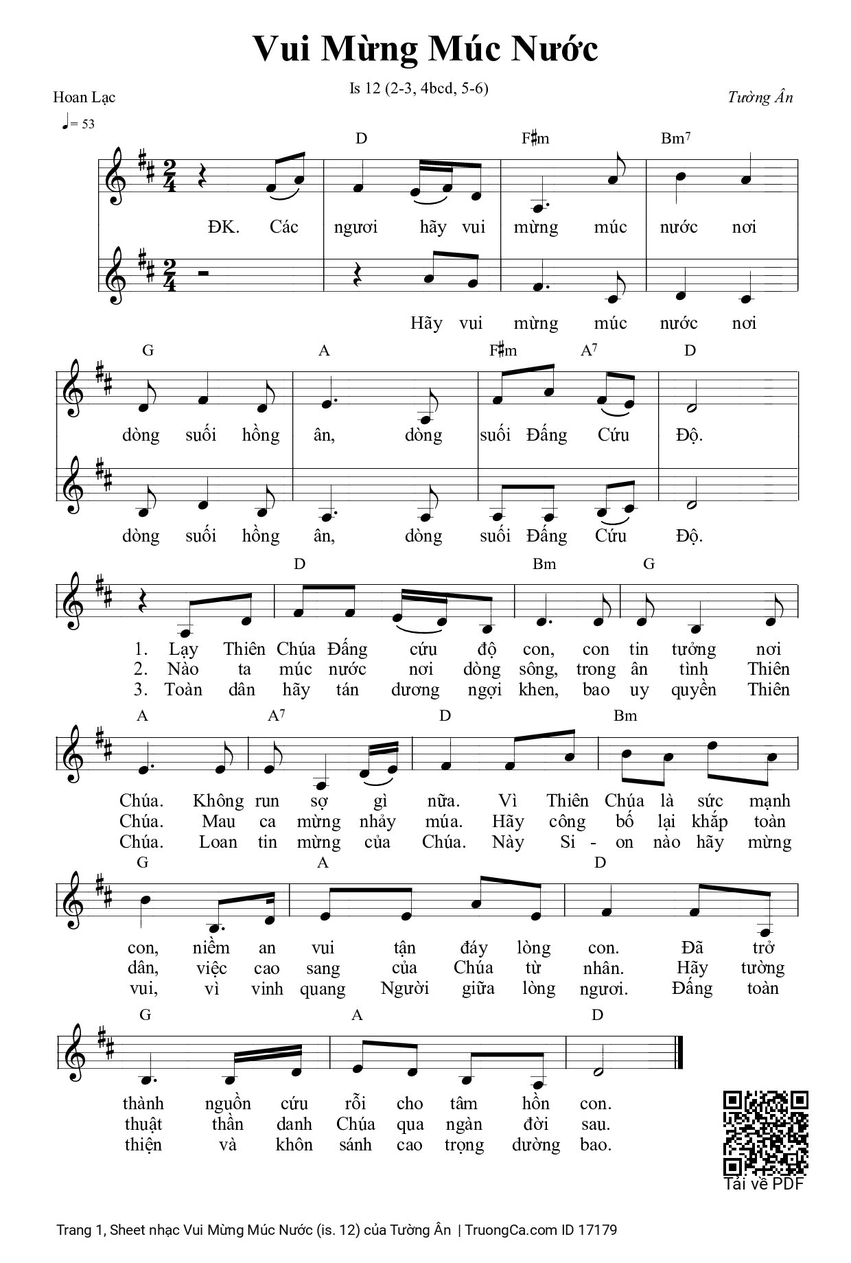 Sheet PDF of Vui Mừng Múc Nước (is. 12)