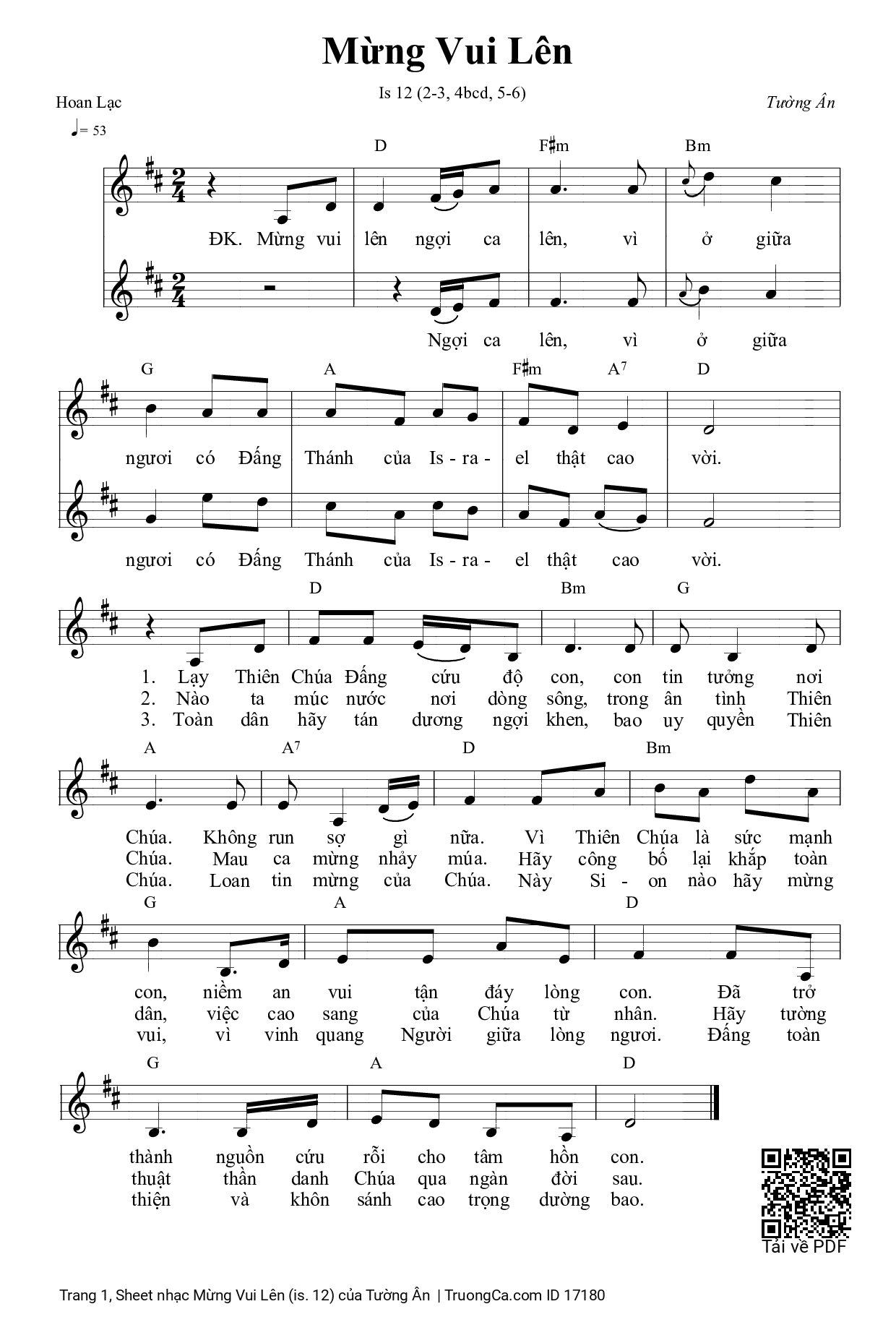 Sheet PDF of Mừng Vui Lên (is. 12)
