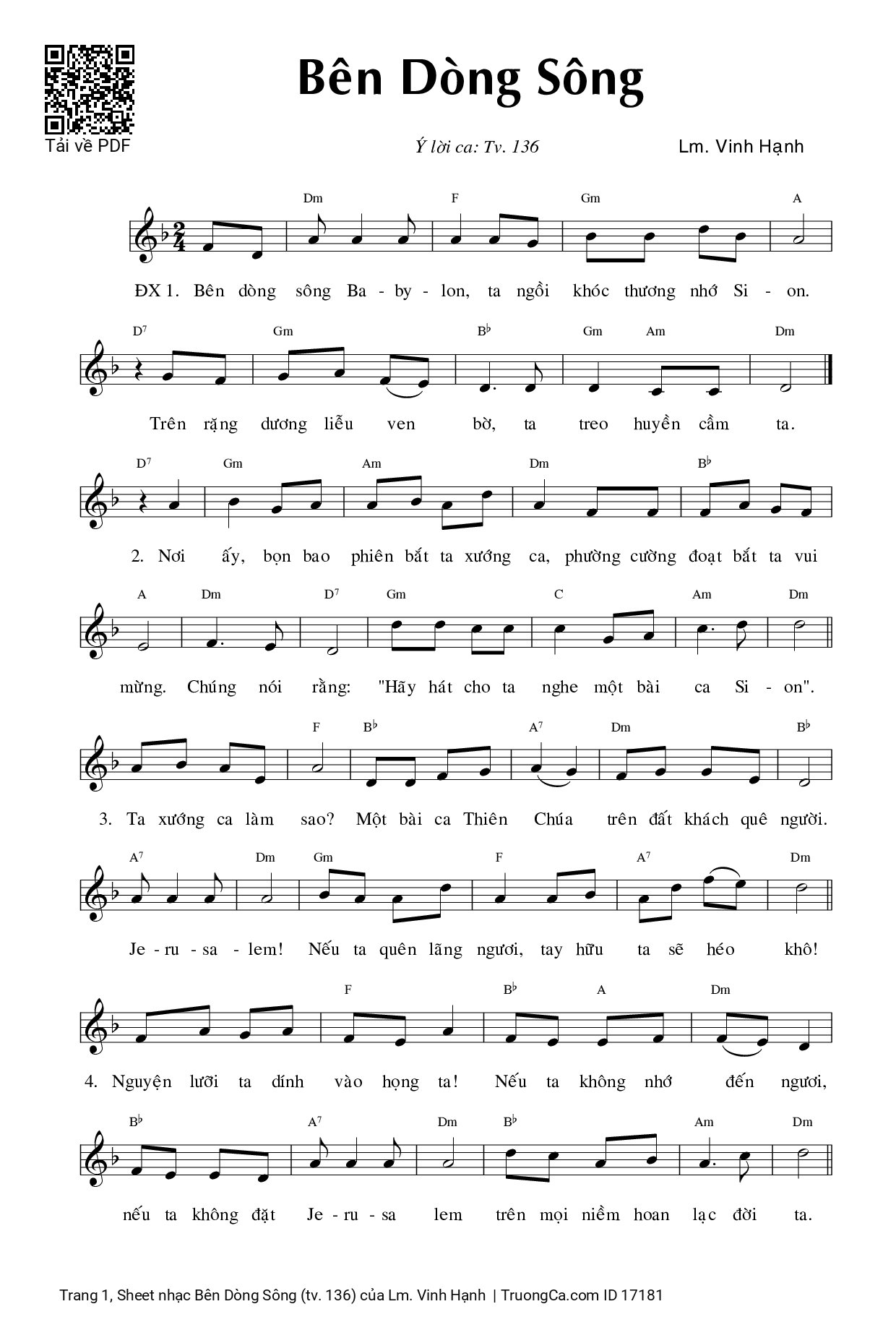 Sheet PDF of Bên Dòng Sông (tv. 136)