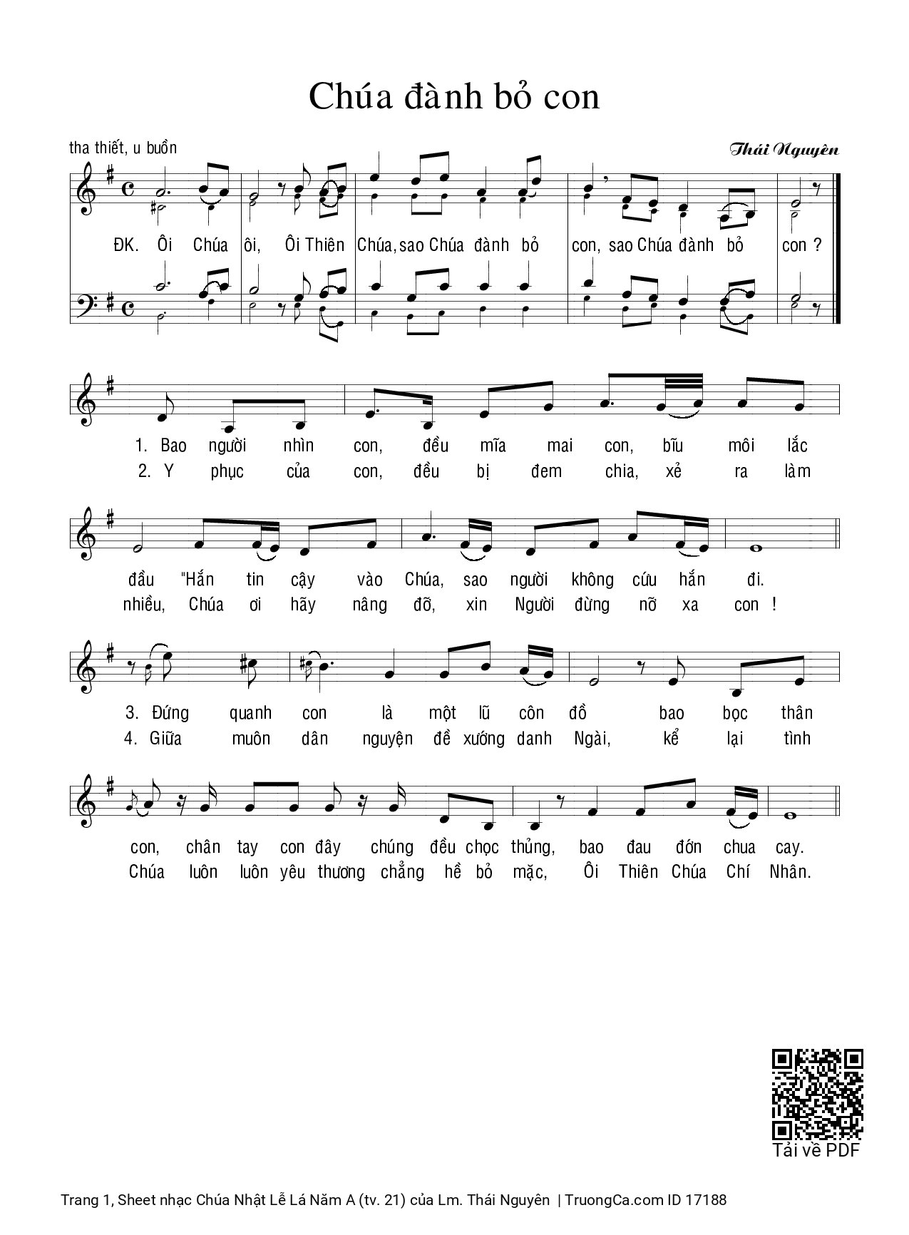 Sheet PDF of Chúa Nhật Lễ Lá Năm A (tv. 21)