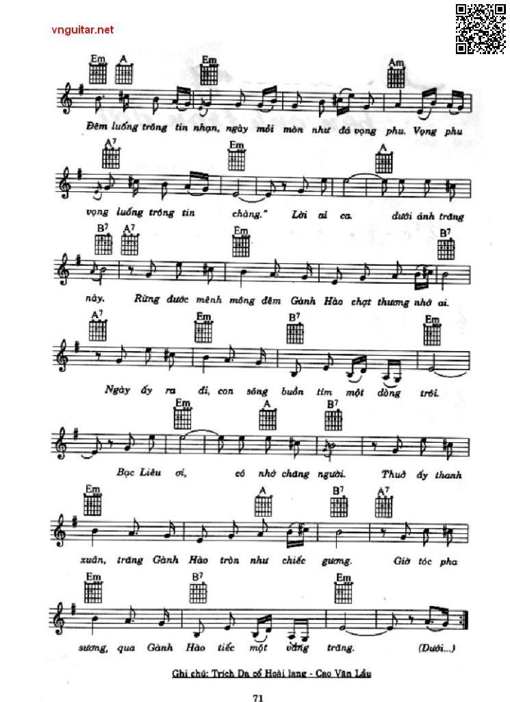 Page 2 of Sheet music PDF Đêm Gành Hào nghe điệu Hoài Lang - Vũ Đức Sao Biển