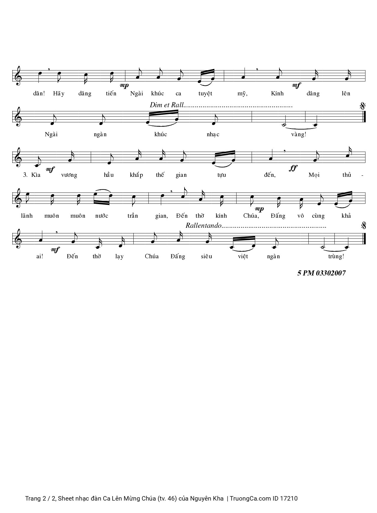 Page 2 of Sheet music PDF đàn Ca Lên Mừng Chúa (tv. 46) - Nguyên Kha
