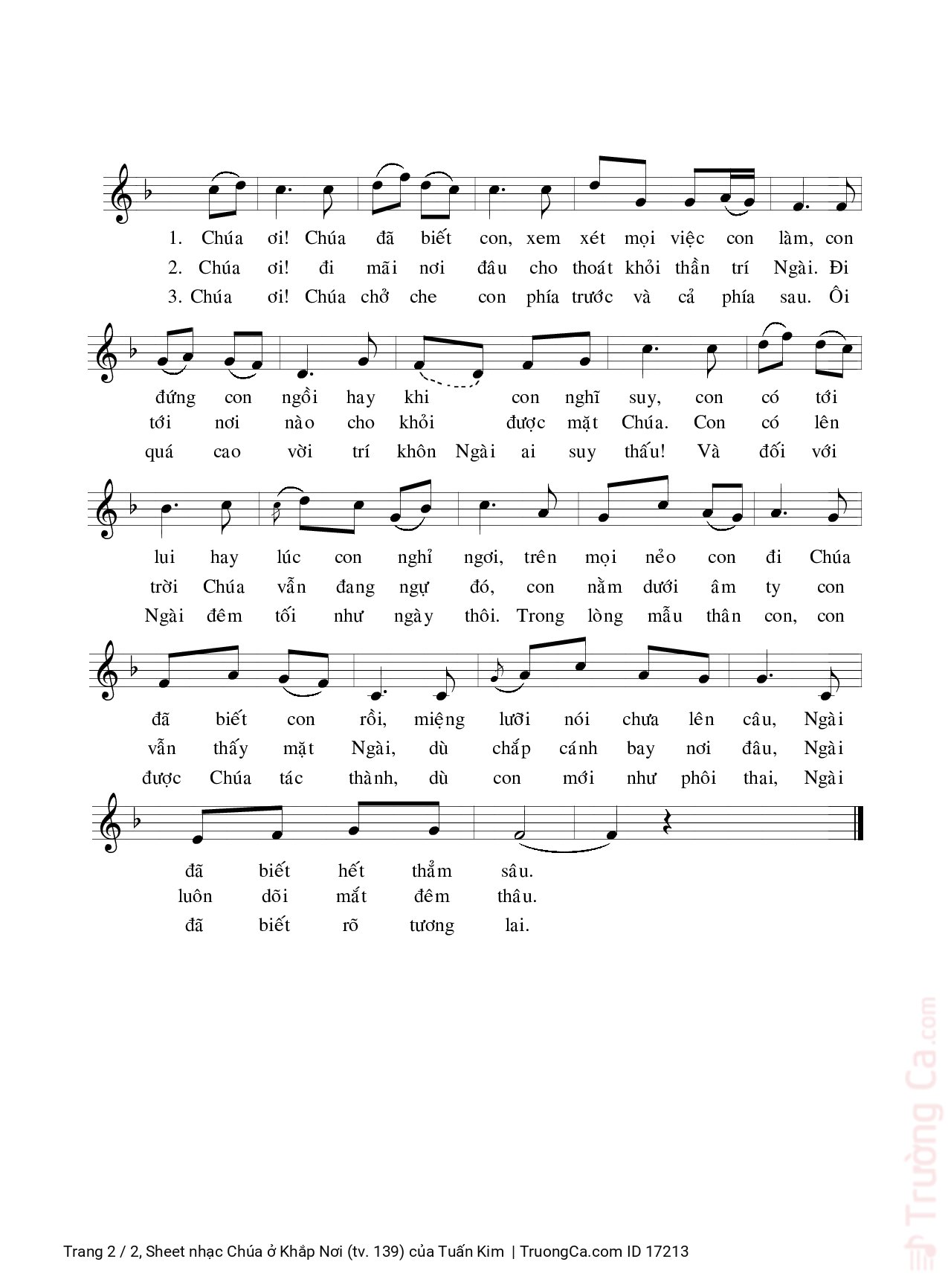 Page 2 of Sheet music PDF Chúa ở Khắp Nơi (tv. 139) - Tuấn Kim