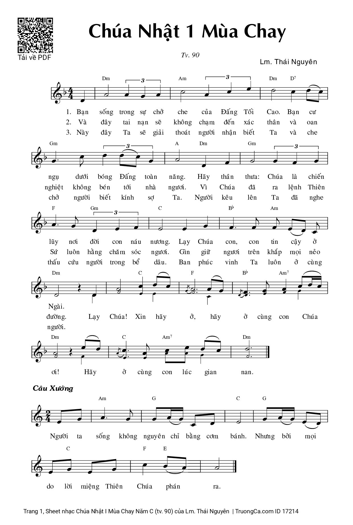 Page 1 of Sheet music PDF Chúa Nhật I Mùa Chay Năm C (tv. 90) - Lm. Thái Nguyên