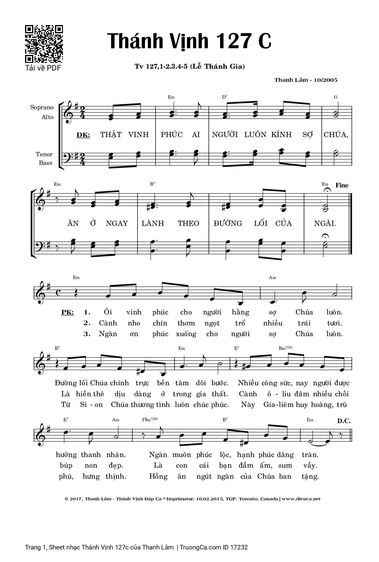 Thật vinh phúc ai người luôn kính sợ Chúa, Trang 2