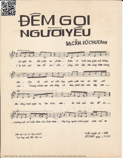 Page 2 of Sheet music PDF Đêm gọi người yêu - Vũ Chương
