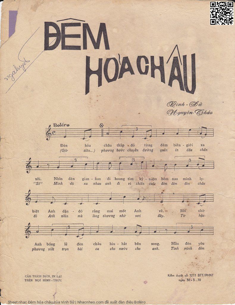 Page 2 of Sheet music PDF Đêm hỏa châu - Vinh Sử
