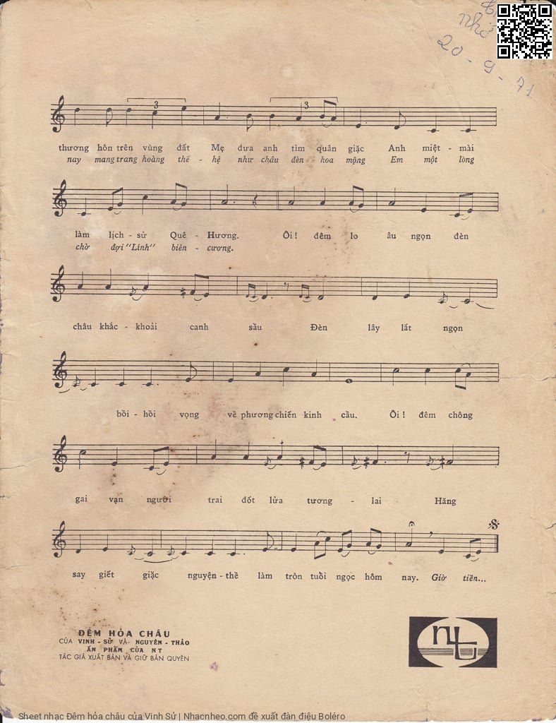 Page 3 of Sheet music PDF Đêm hỏa châu - Vinh Sử