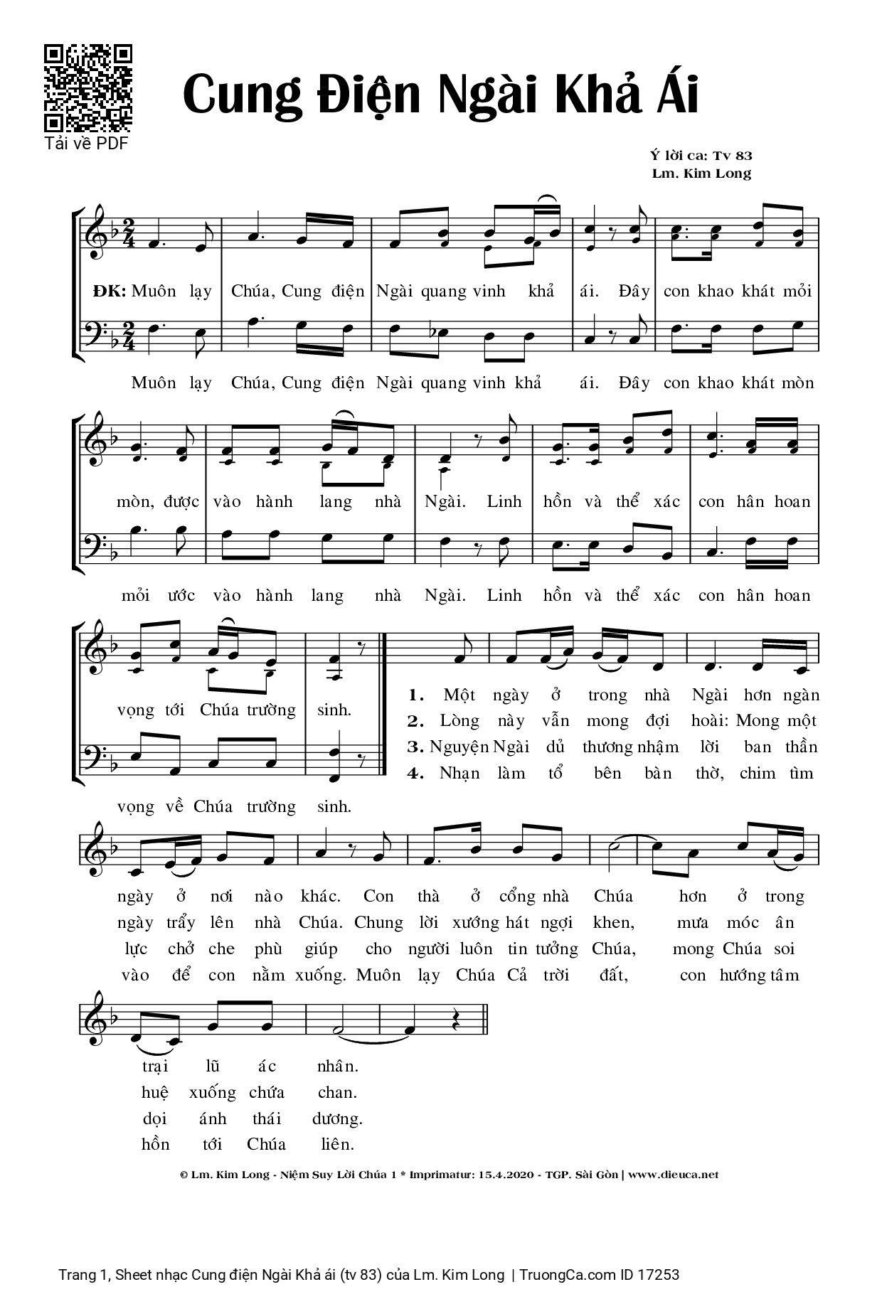 Sheet PDF of Cung điện Ngài Khả ái (tv 83)