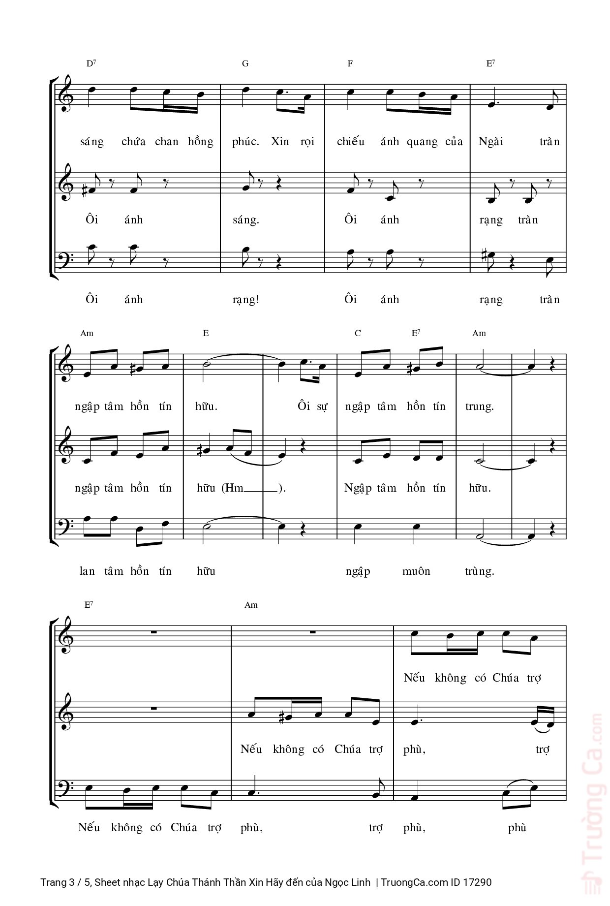 Page 3 of Sheet music PDF Lạy Chúa Thánh Thần Xin Hãy đến - Ngọc Linh