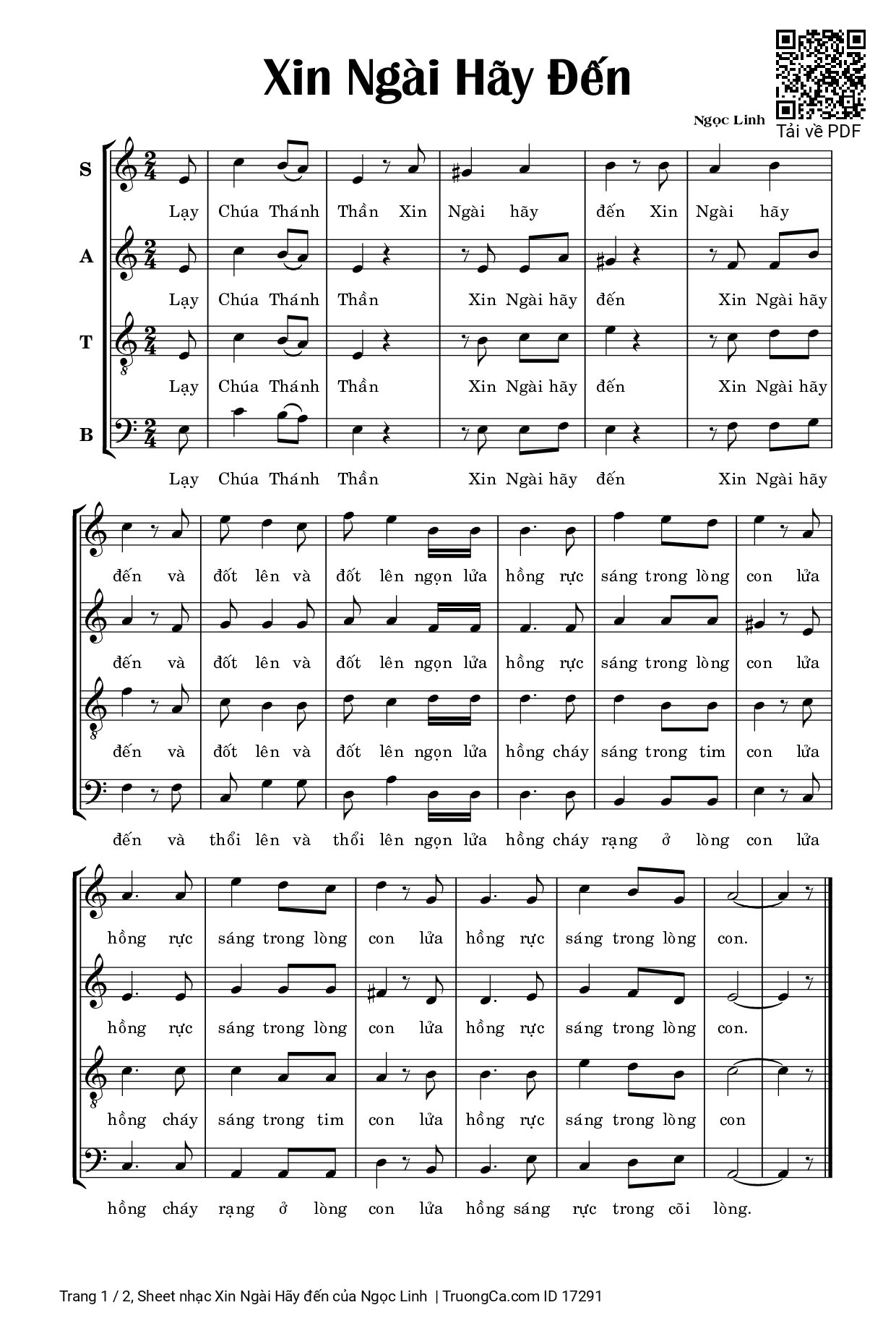 Sheet PDF of Xin Ngài Hãy đến