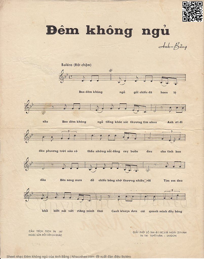 Page 2 of Sheet music PDF Đêm không ngủ - Anh Bằng