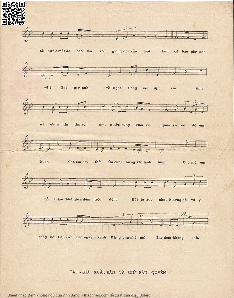 Page 3 of Sheet music PDF Đêm không ngủ - Anh Bằng