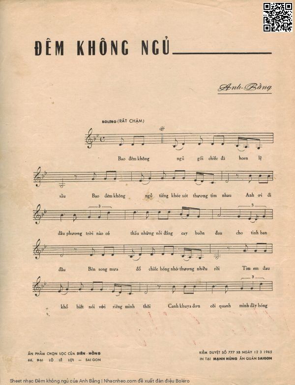 Page 6 of Sheet music PDF Đêm không ngủ - Anh Bằng