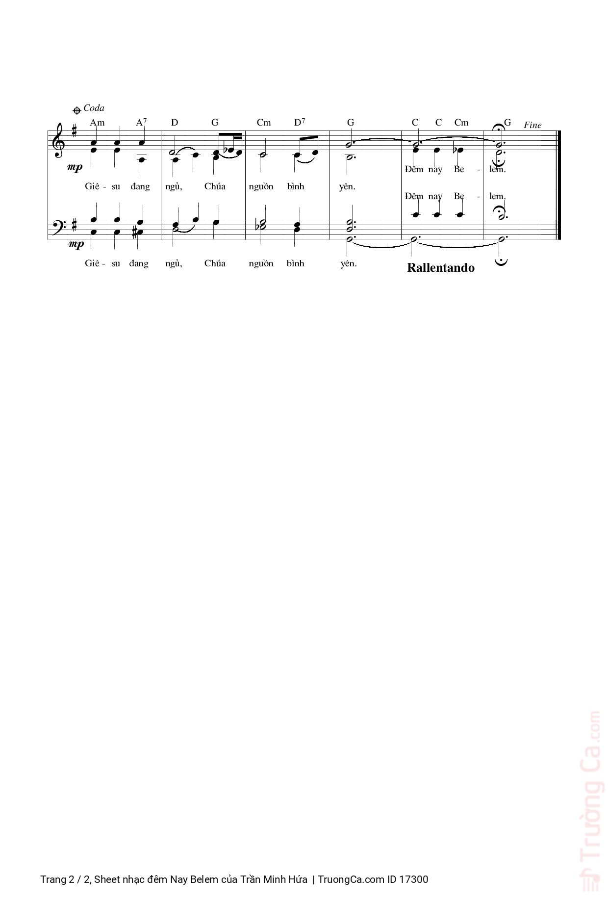 Page 2 of Sheet music PDF đêm Nay Belem - Trần Minh Hứa