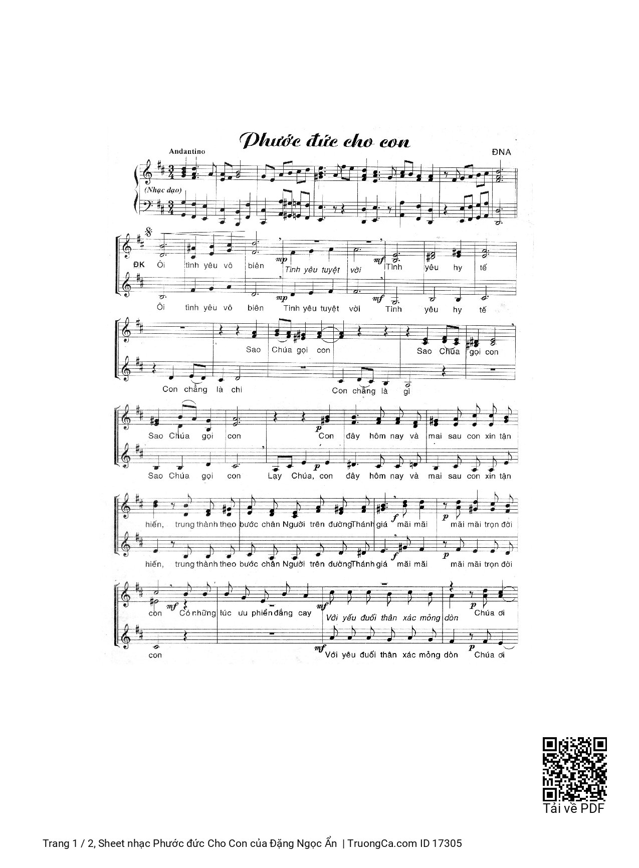 Sheet PDF of Phước đức Cho Con