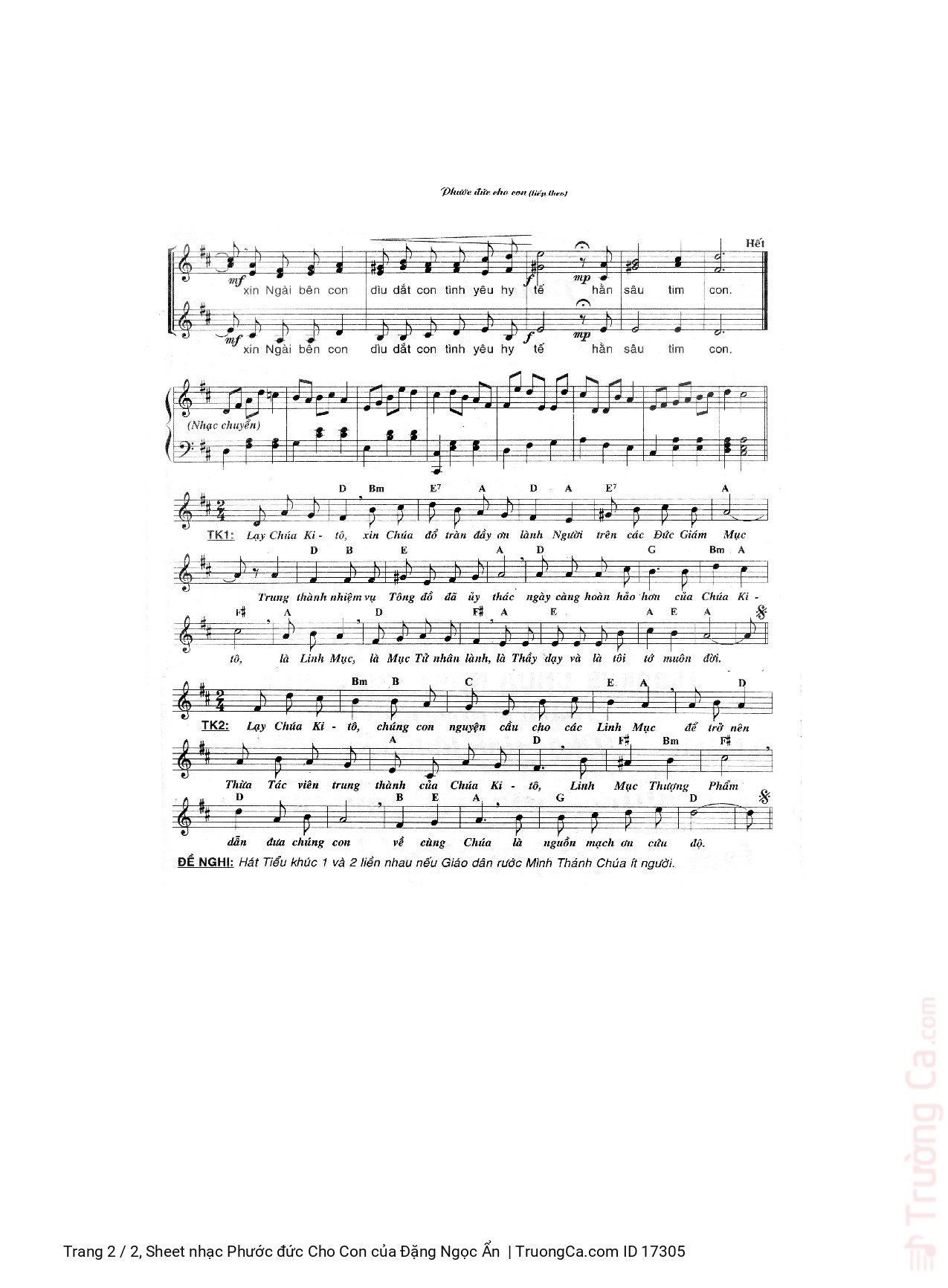 Page 2 of Sheet music PDF Phước đức Cho Con - Đặng Ngọc Ẩn