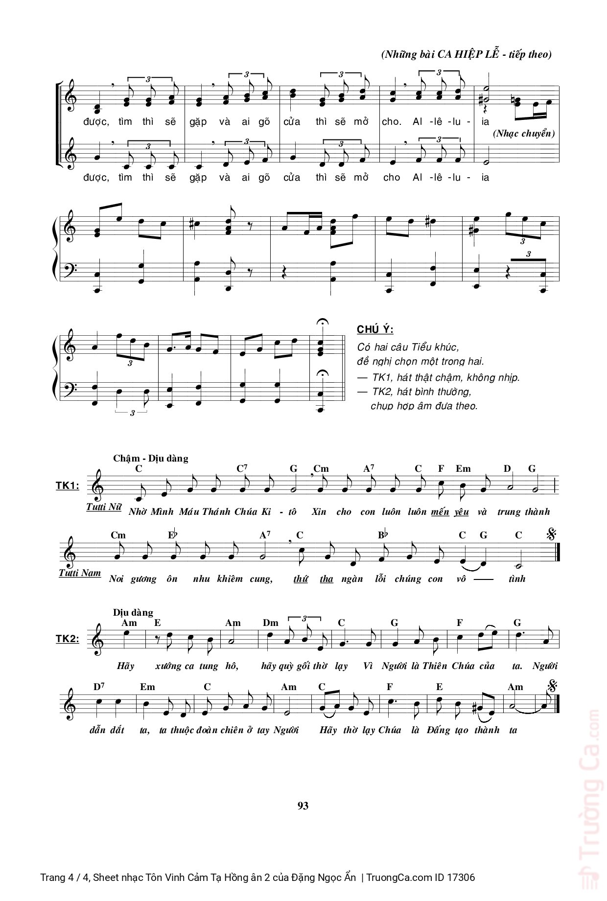 Page 4 of Sheet music PDF Tôn Vinh Cảm Tạ Hồng ân 2 - Đặng Ngọc Ẩn