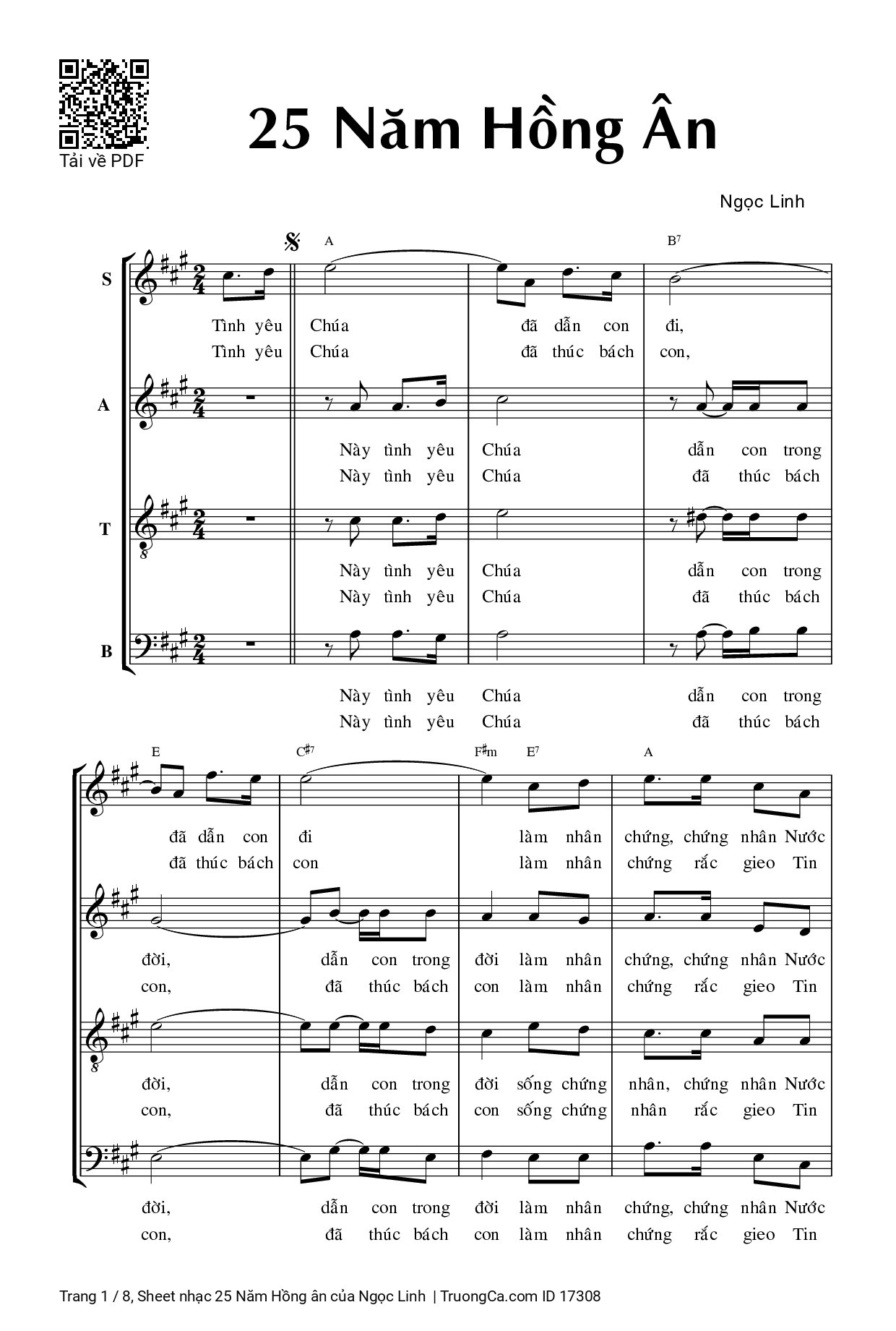 Sheet PDF of 25 Năm Hồng ân