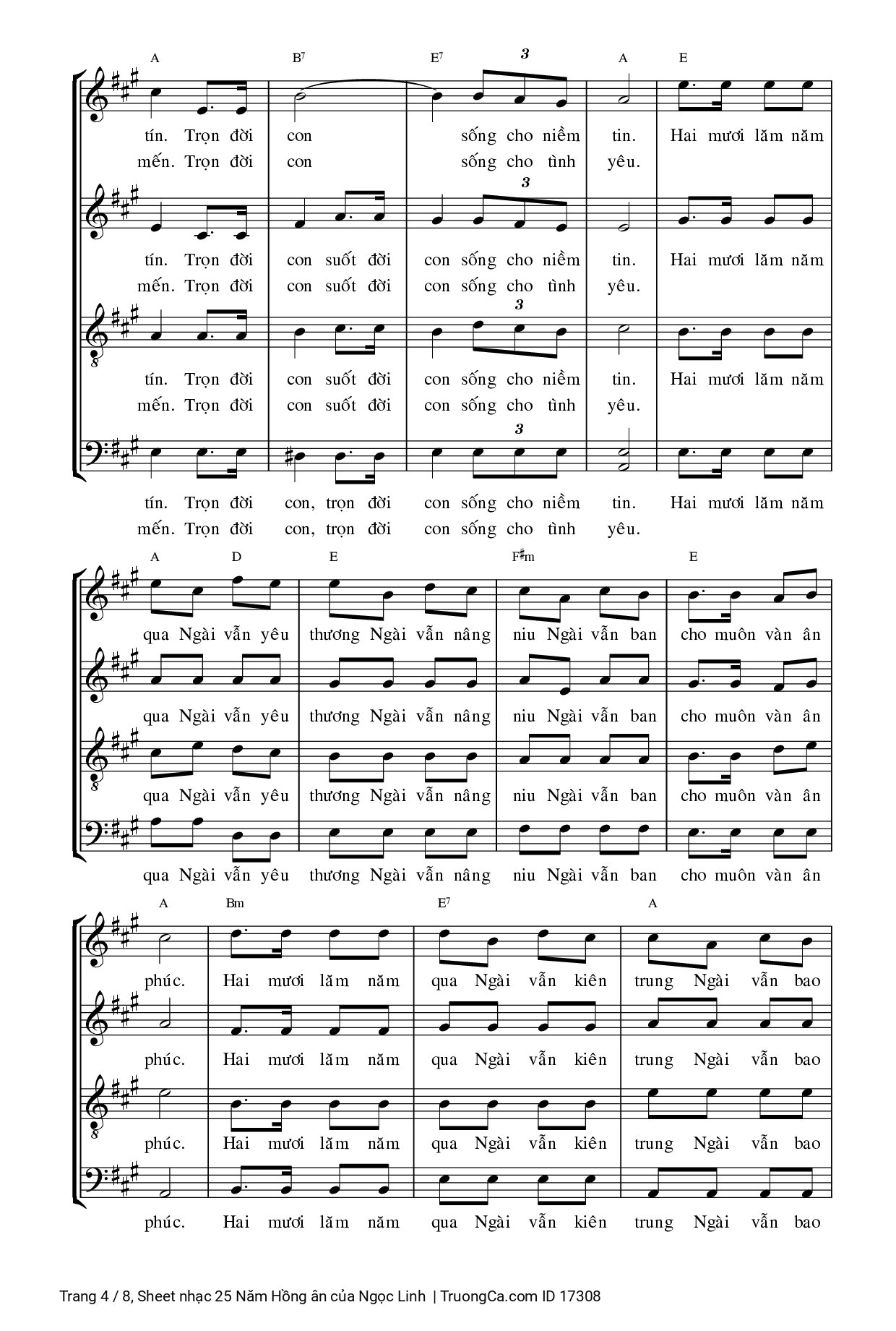 Page 4 of Sheet music PDF 25 Năm Hồng ân - Ngọc Linh