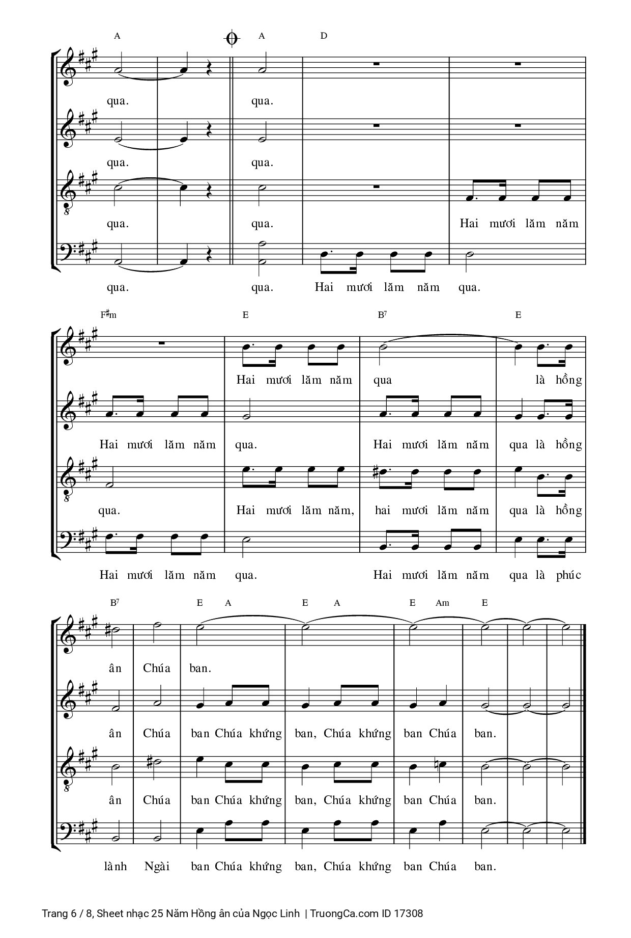 Page 6 of Sheet music PDF 25 Năm Hồng ân - Ngọc Linh