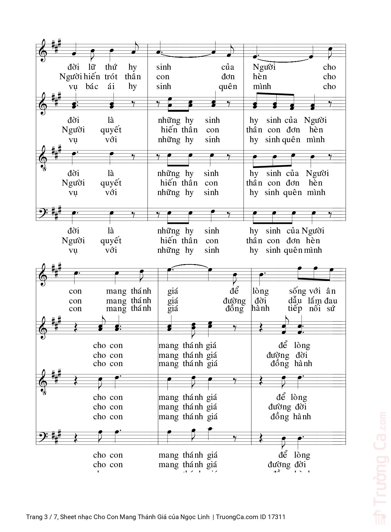 Page 3 of Sheet music PDF Cho Con Mang Thánh Giá - Ngọc Linh