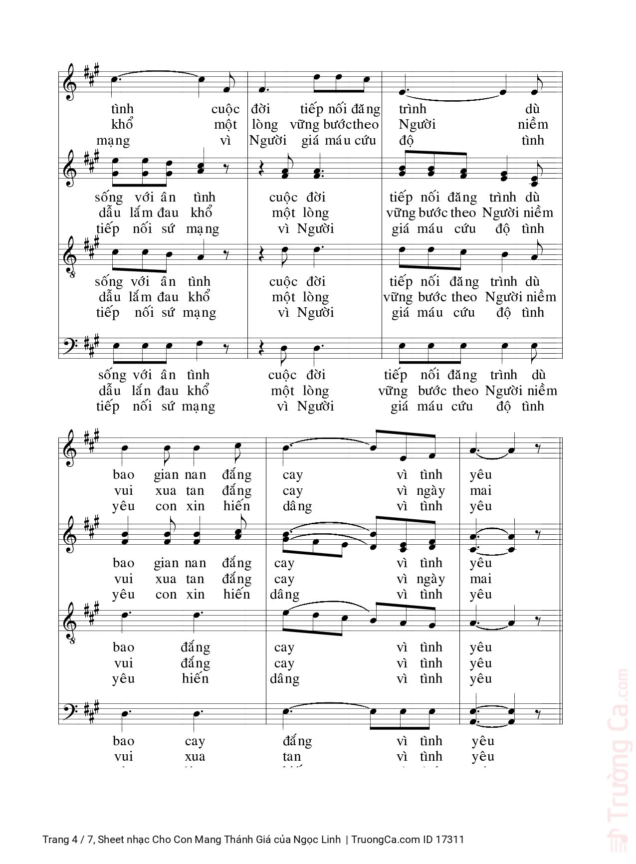 Page 4 of Sheet music PDF Cho Con Mang Thánh Giá - Ngọc Linh