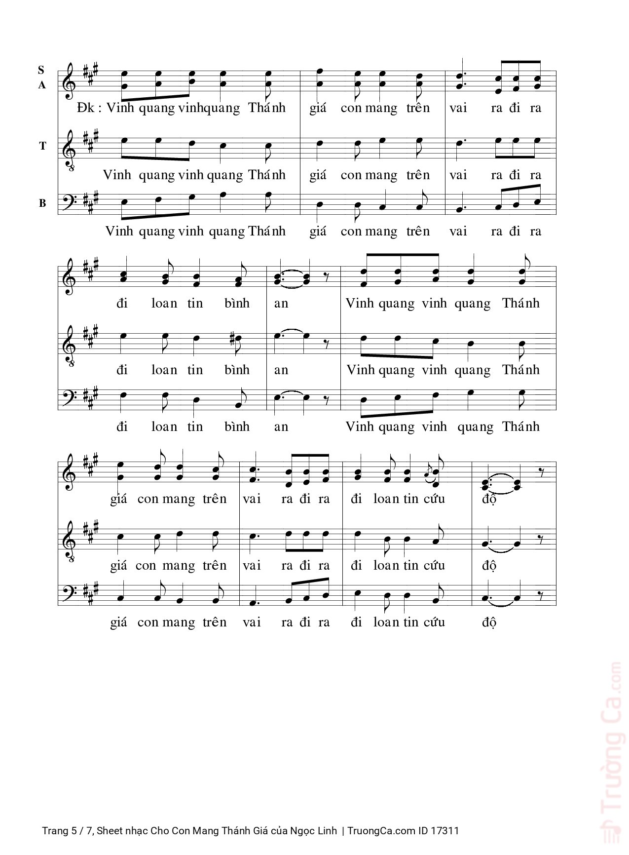 Page 5 of Sheet music PDF Cho Con Mang Thánh Giá - Ngọc Linh