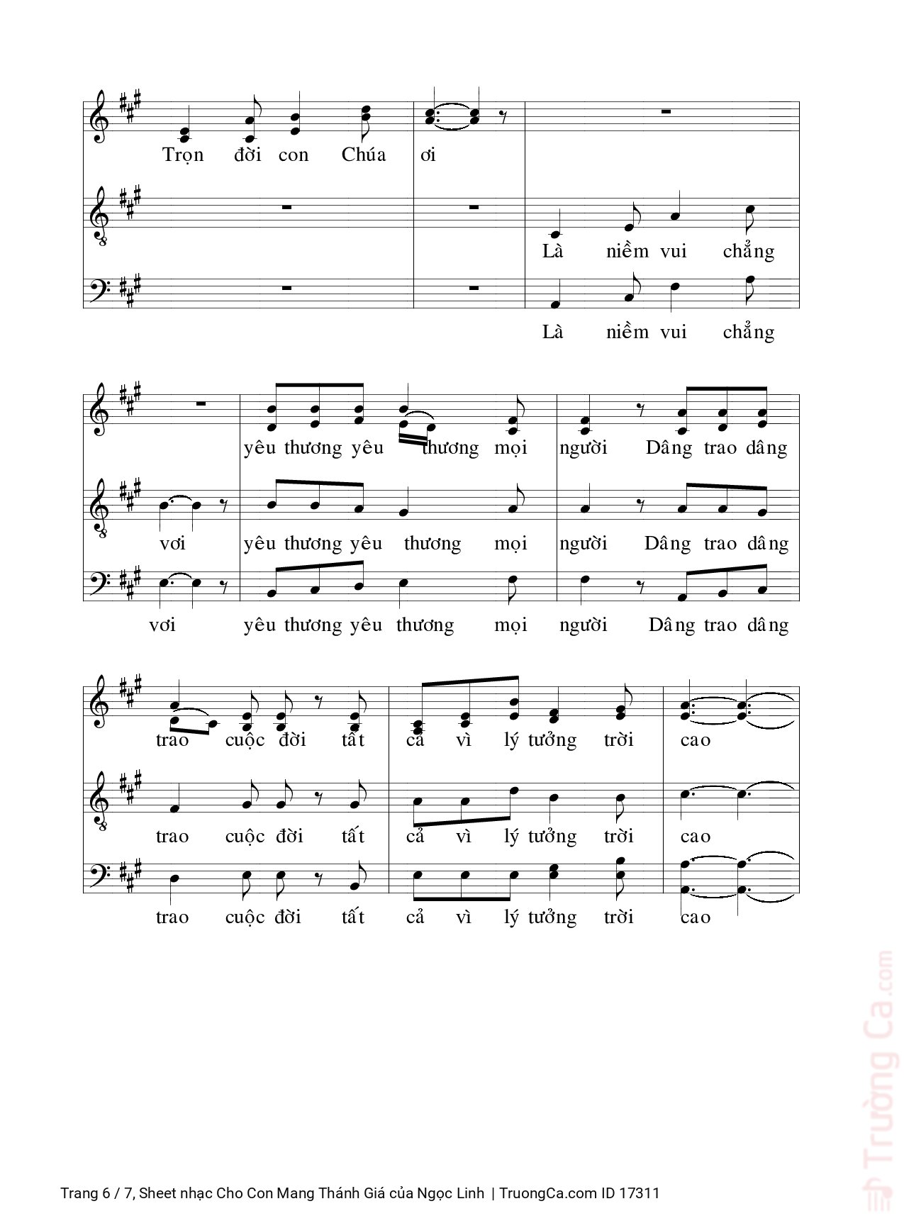 Page 6 of Sheet music PDF Cho Con Mang Thánh Giá - Ngọc Linh