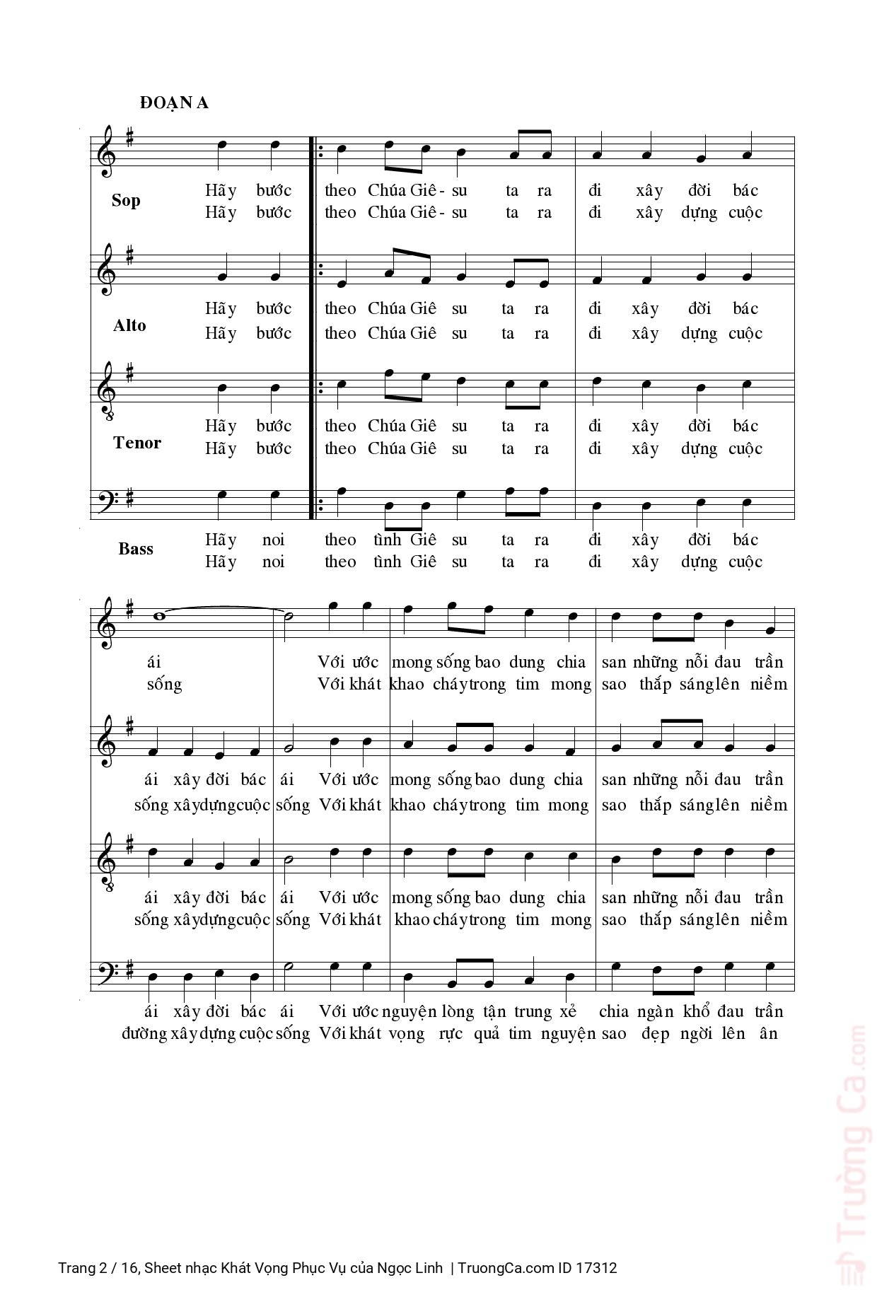 Page 2 of Sheet music PDF Khát Vọng Phục Vụ - Ngọc Linh