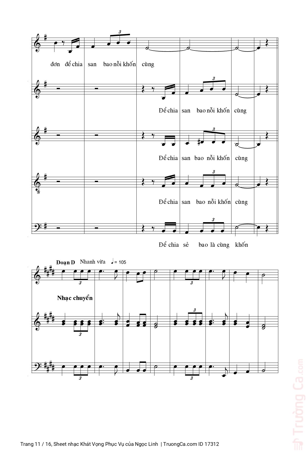 Page 11 of Sheet music PDF Khát Vọng Phục Vụ - Ngọc Linh