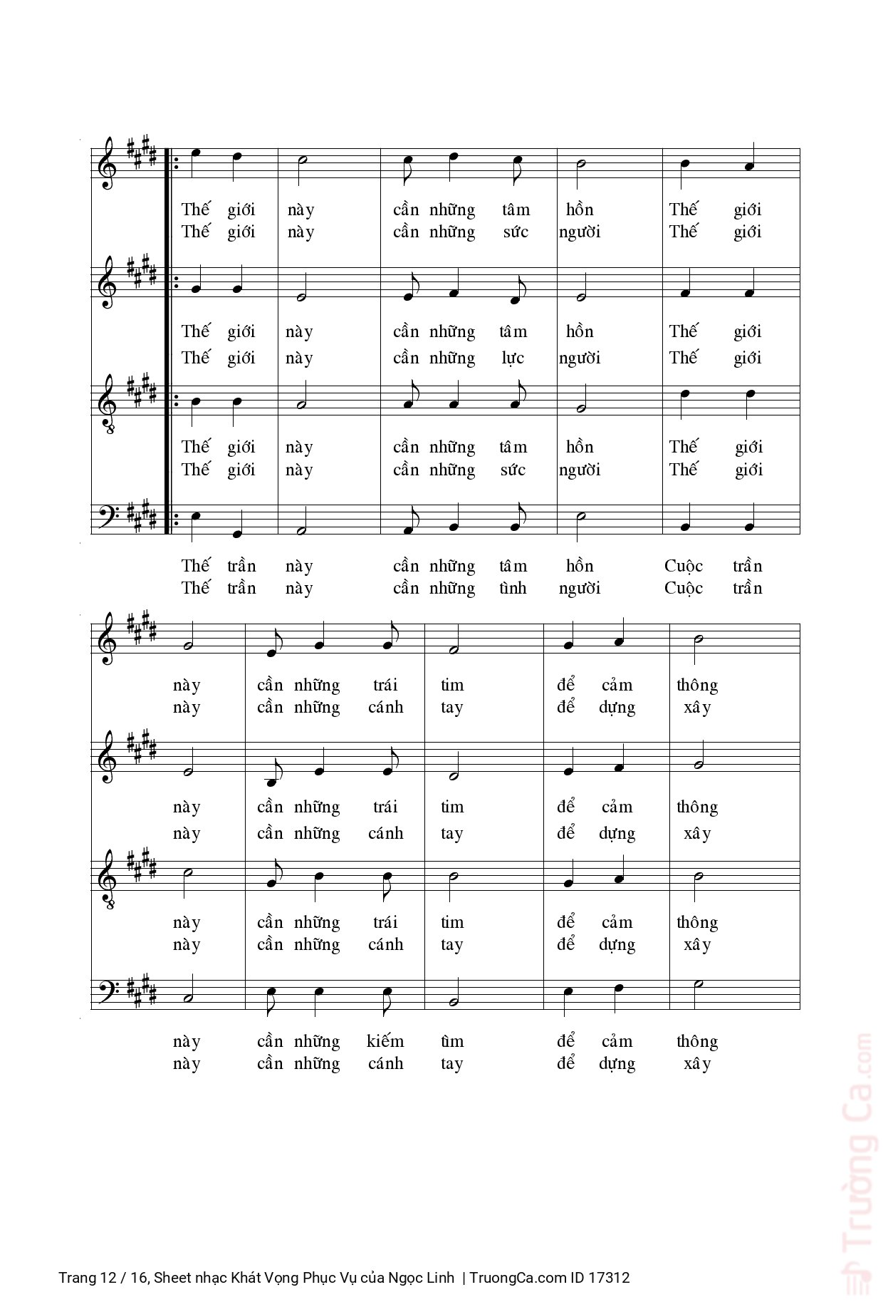 Page 12 of Sheet music PDF Khát Vọng Phục Vụ - Ngọc Linh
