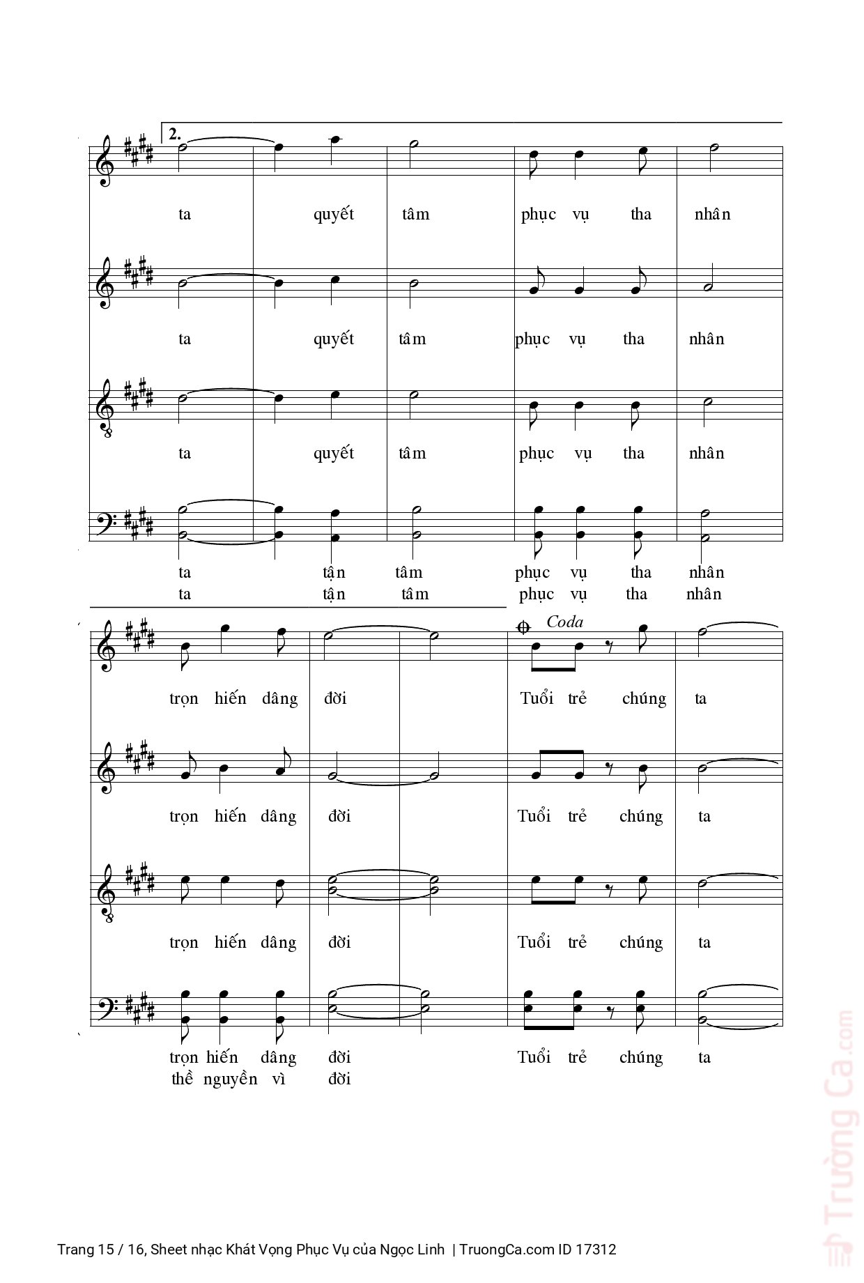 Page 15 of Sheet music PDF Khát Vọng Phục Vụ - Ngọc Linh