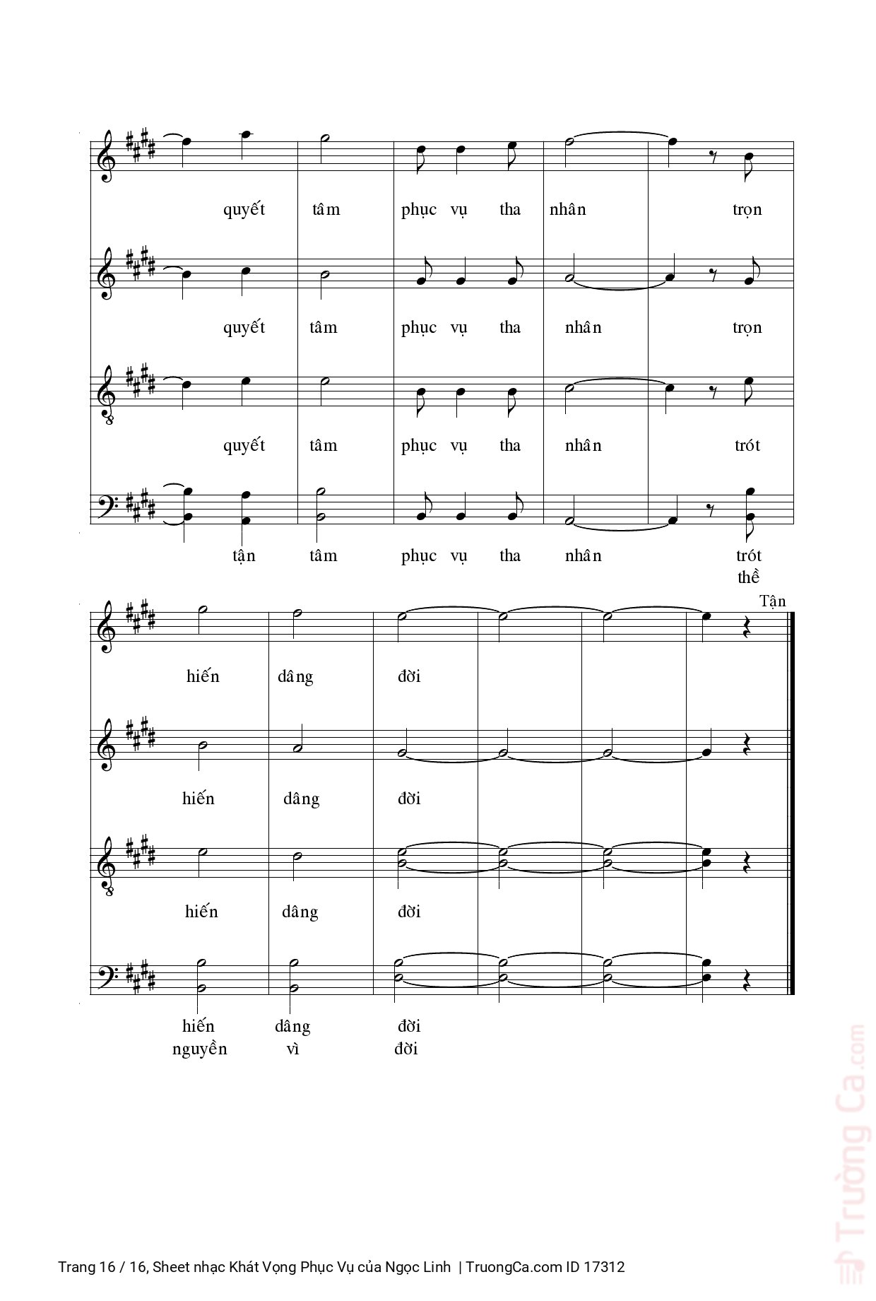 Page 16 of Sheet music PDF Khát Vọng Phục Vụ - Ngọc Linh