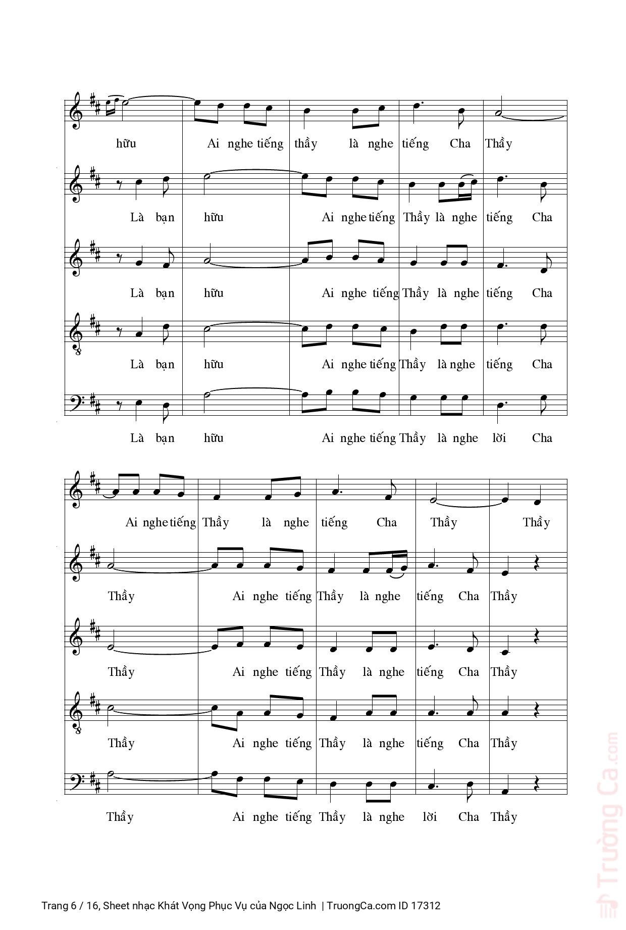 Page 6 of Sheet music PDF Khát Vọng Phục Vụ - Ngọc Linh