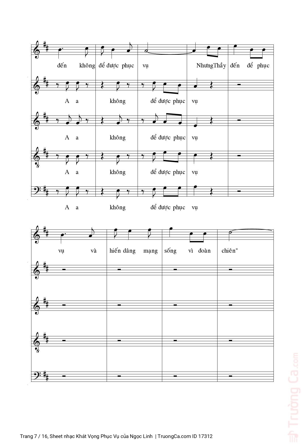 Page 7 of Sheet music PDF Khát Vọng Phục Vụ - Ngọc Linh