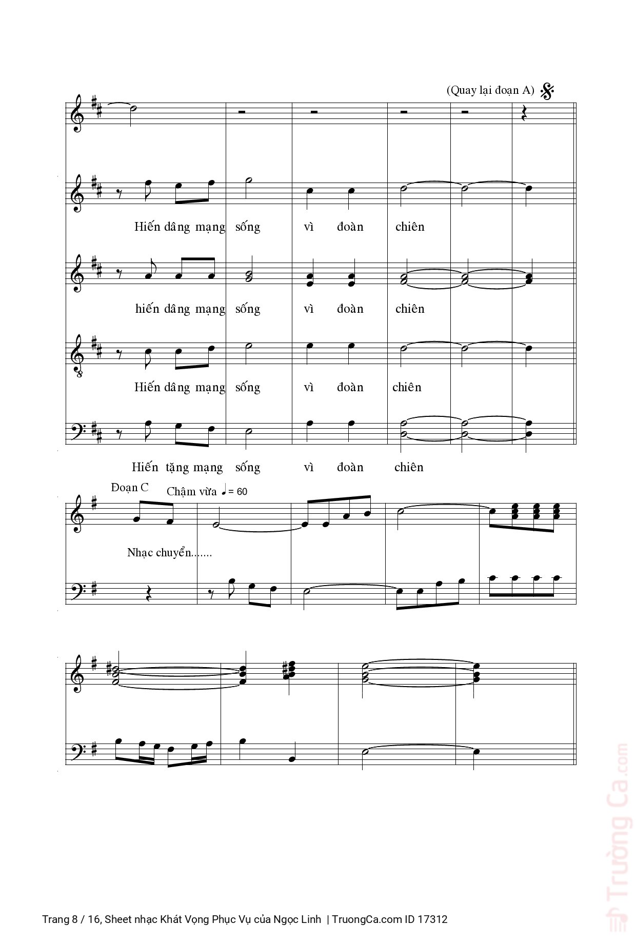 Page 8 of Sheet music PDF Khát Vọng Phục Vụ - Ngọc Linh